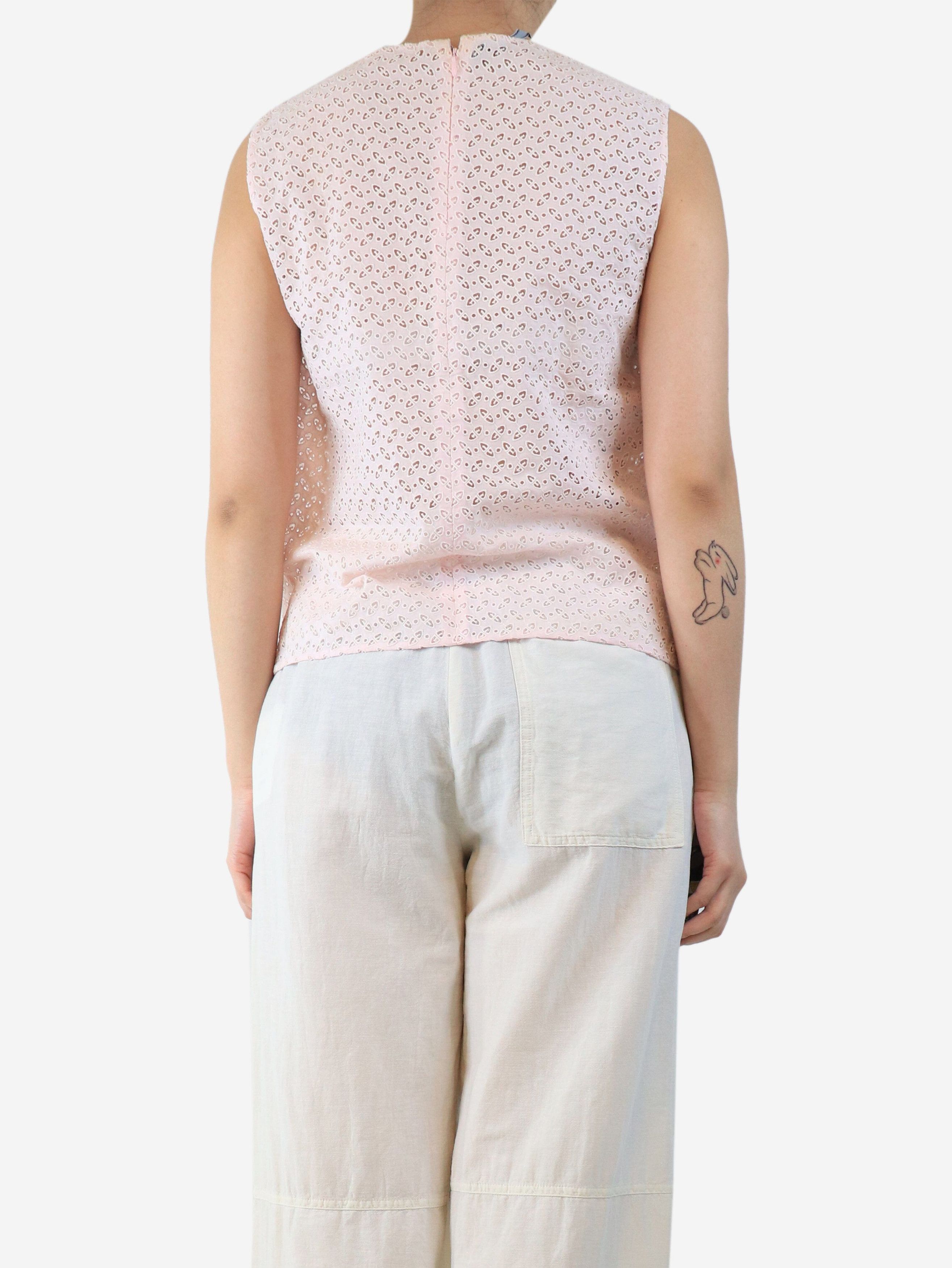 Prada Pink sleeveless embroidered top - UK 10 Size M / US 6-8 / IT 42-44 - 2 Thumbnail