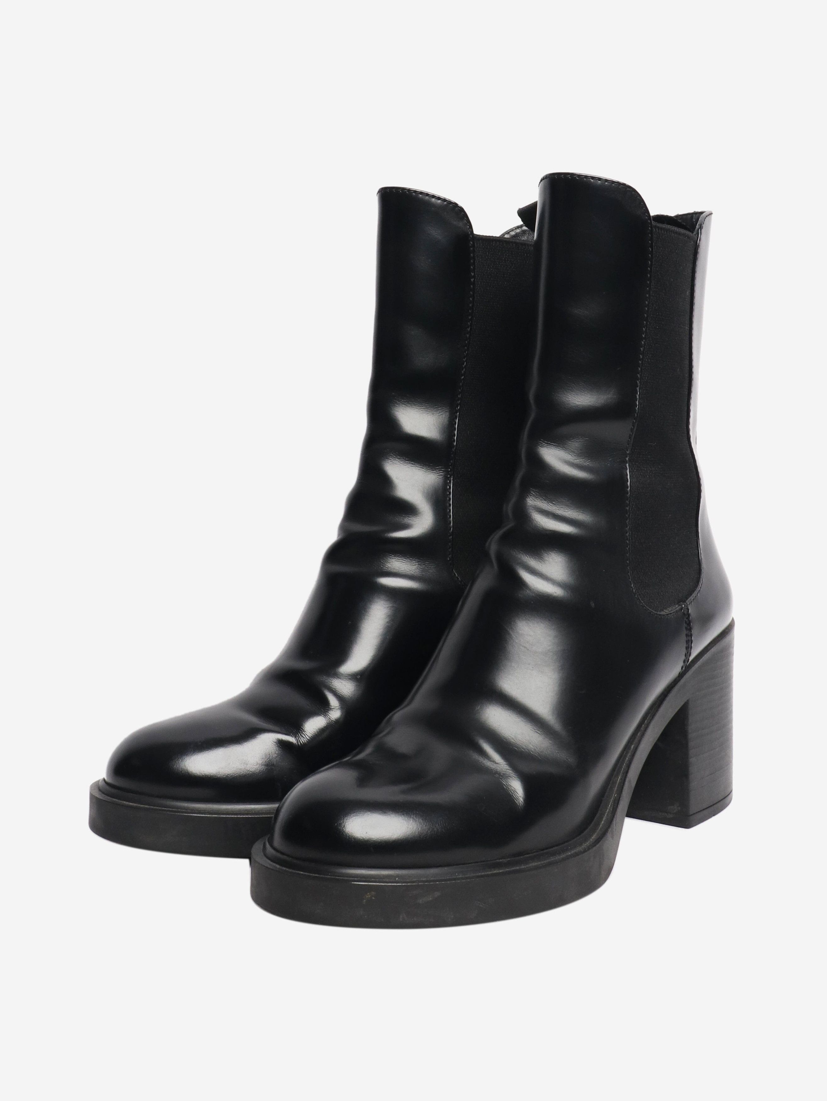Prada Black leather ankle boots - EU 38.5 Size US 7 / IT 37 - 2 Thumbnail