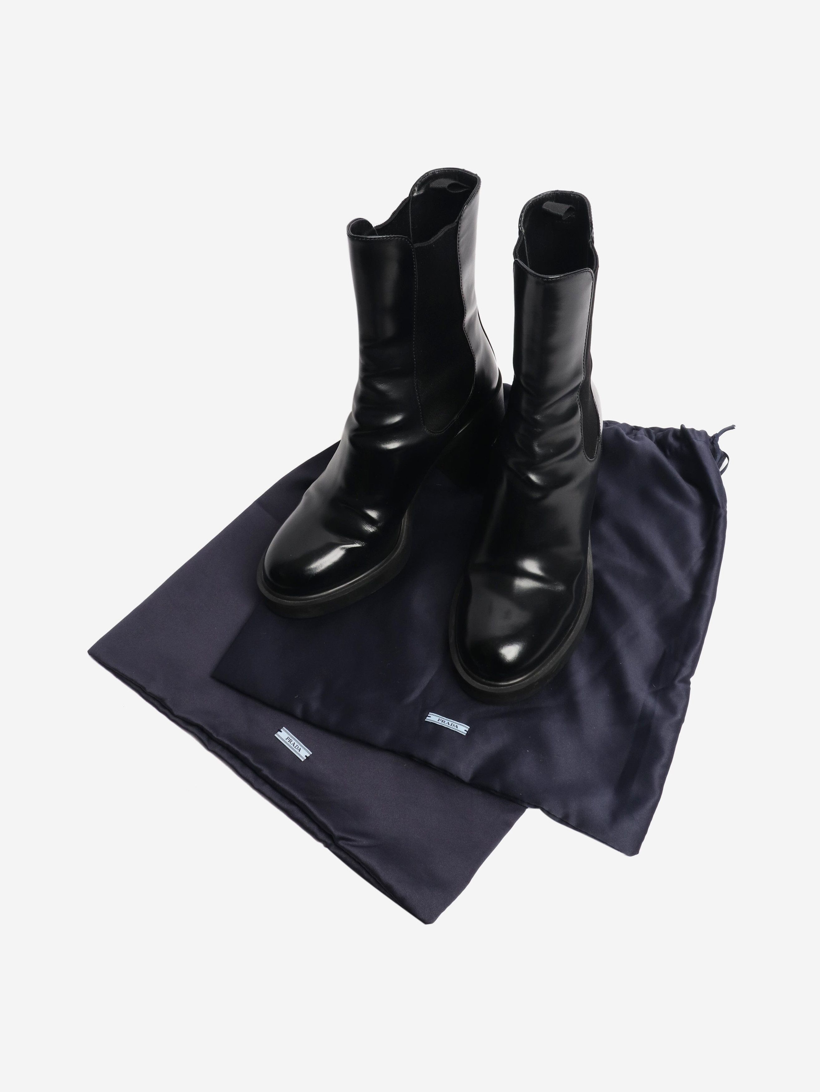 Prada Black leather ankle boots - EU 38.5 Size US 7 / IT 37 - 4 Thumbnail