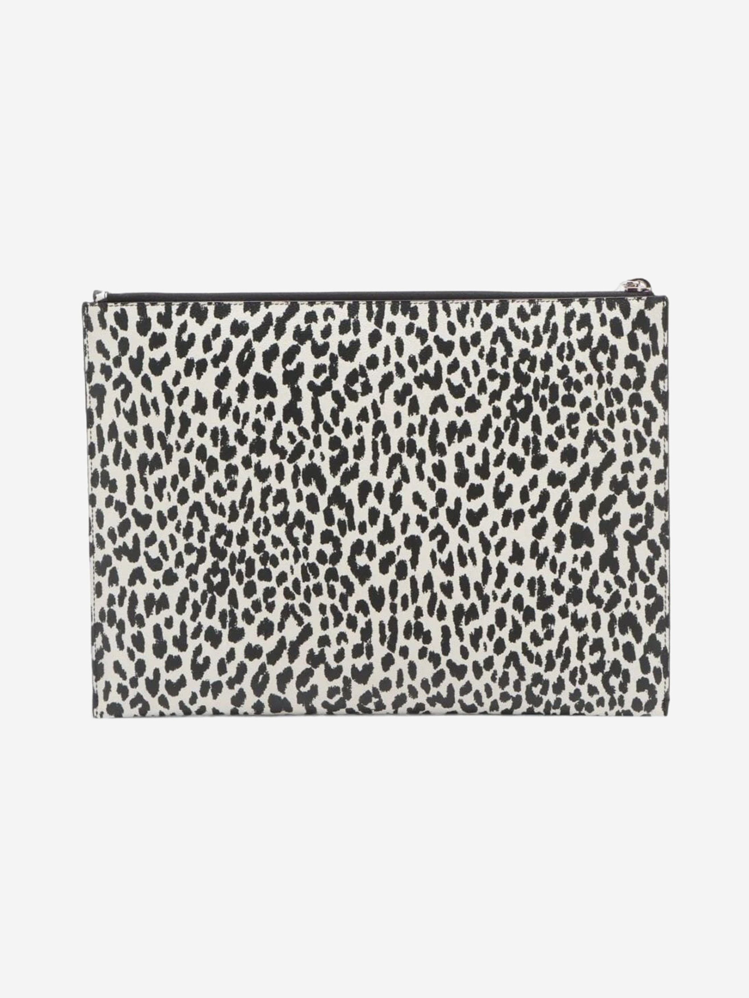 Other White and black leopard print leather clutch Size ONE SIZE - 2 Thumbnail