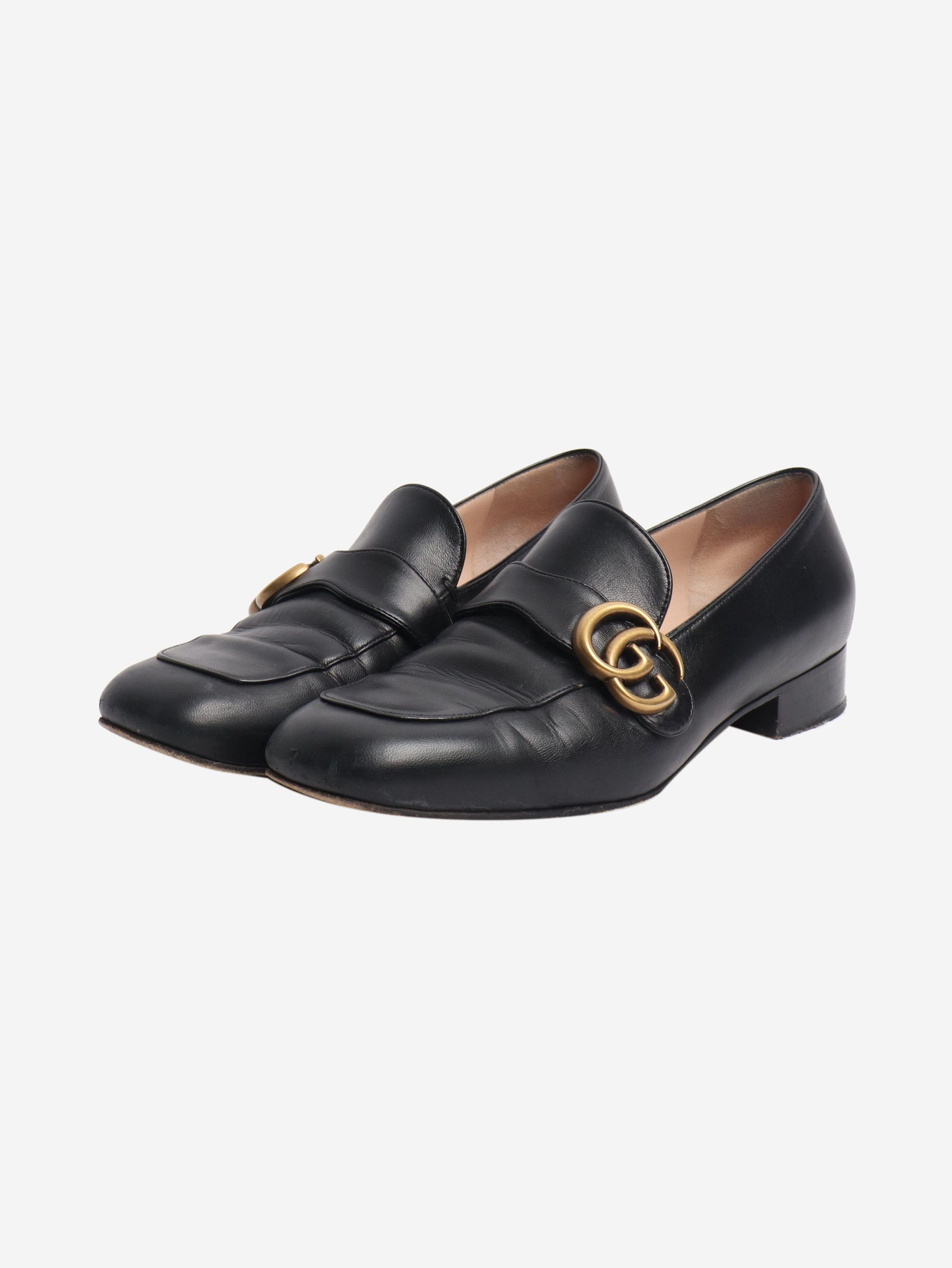 Gucci Black GG leather loafers - EU 37.5 Size US 6 / IT 36 - 2 Thumbnail