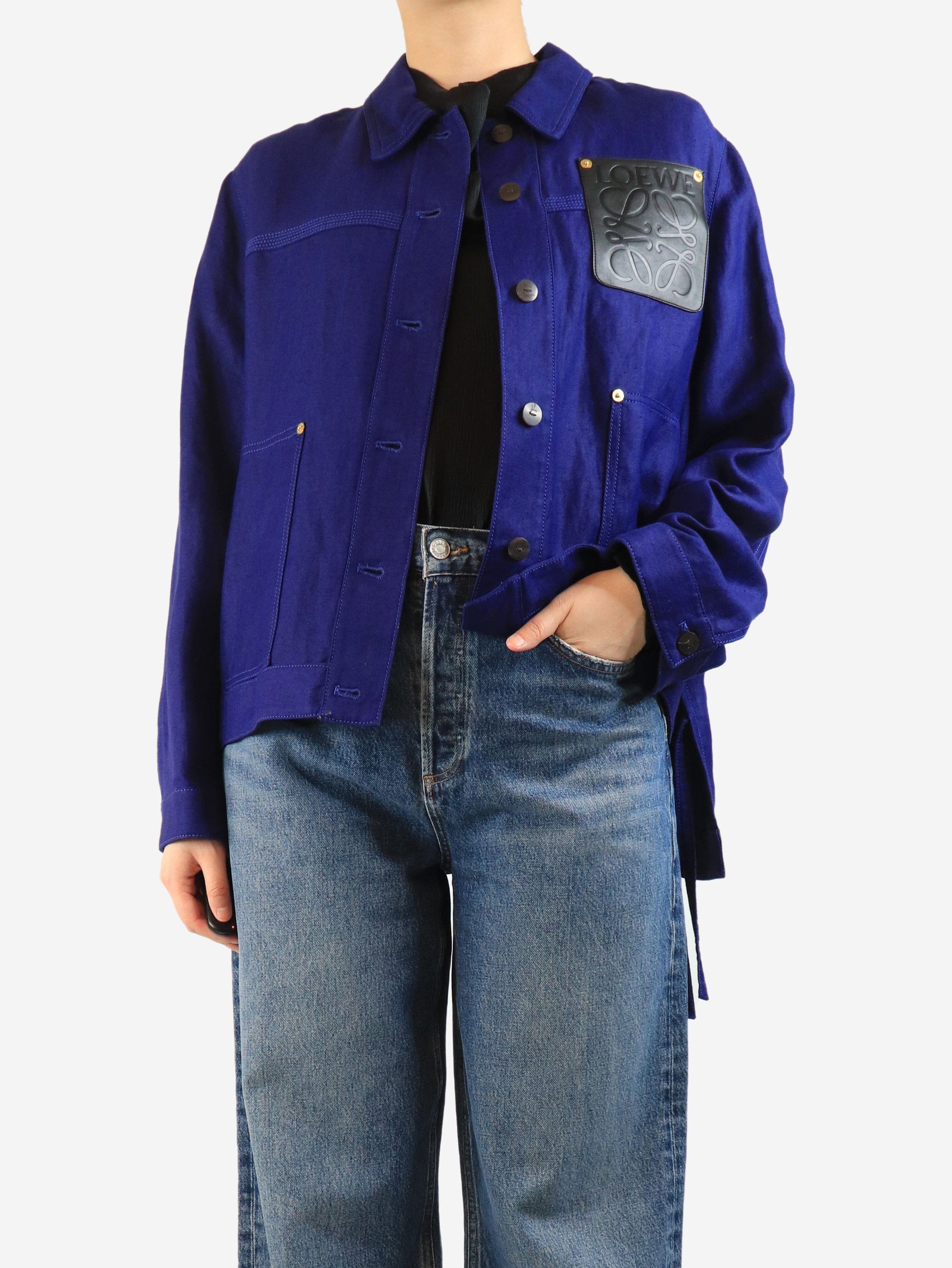 Loewe Blue Anagram-patch linen-blend jacket - UK 10 Size M / US 6-8 / IT 42-44 - 4 Thumbnail