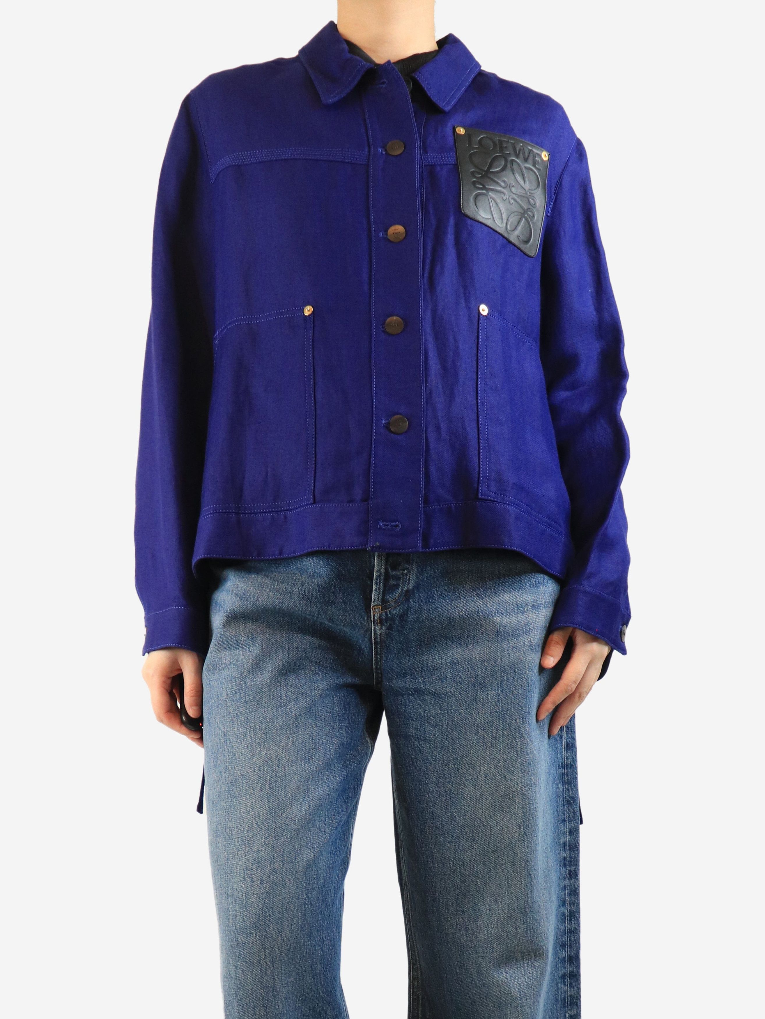 Loewe Blue Anagram-patch linen-blend jacket - UK 10 Size M / US 6-8 / IT 42-44 - 2 Thumbnail