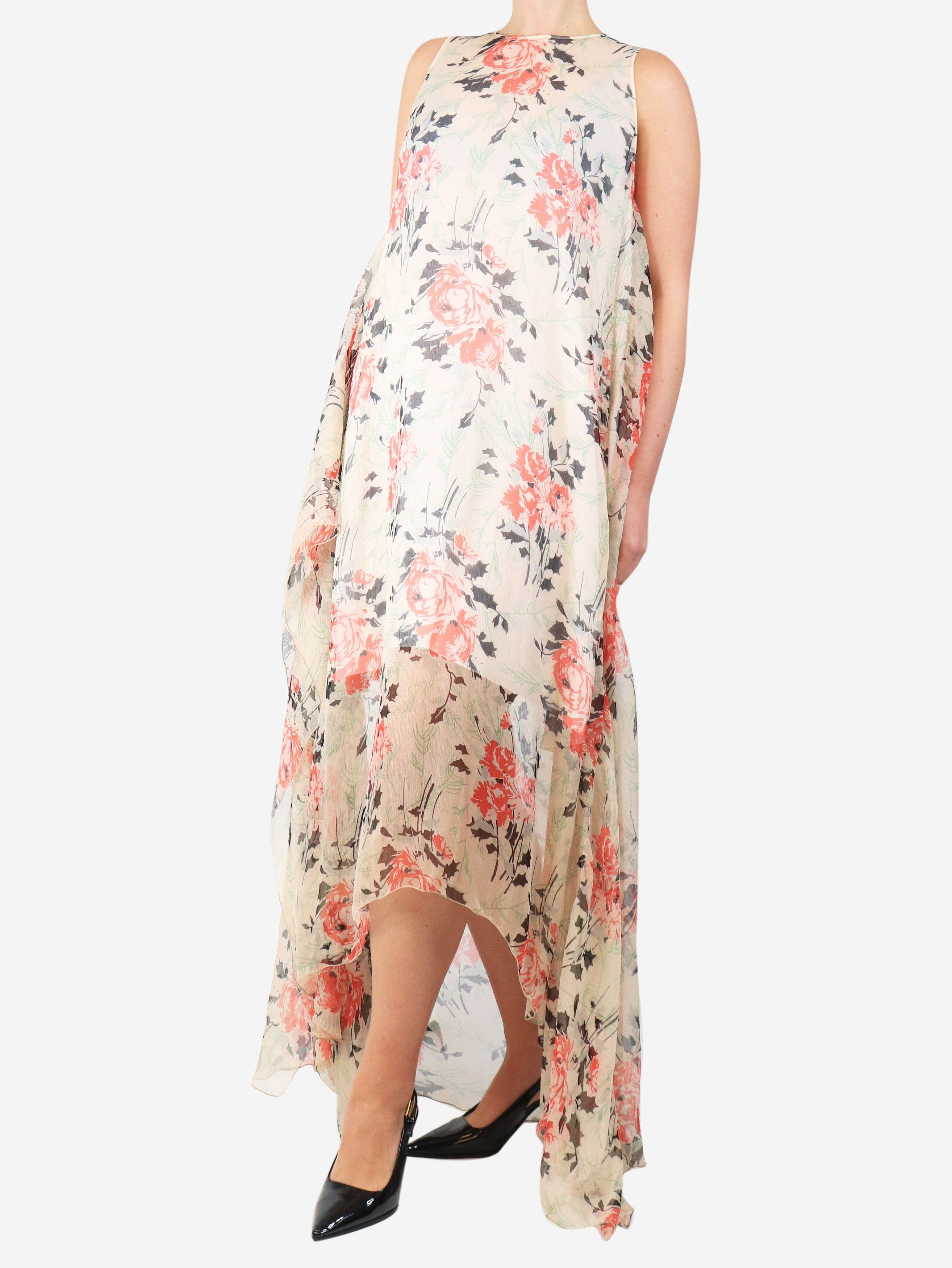 Loewe Pink and neutral asymmetric floral-print silk maxi dress - U Size M / US 6-8 / IT 42-44 - 3 Thumbnail