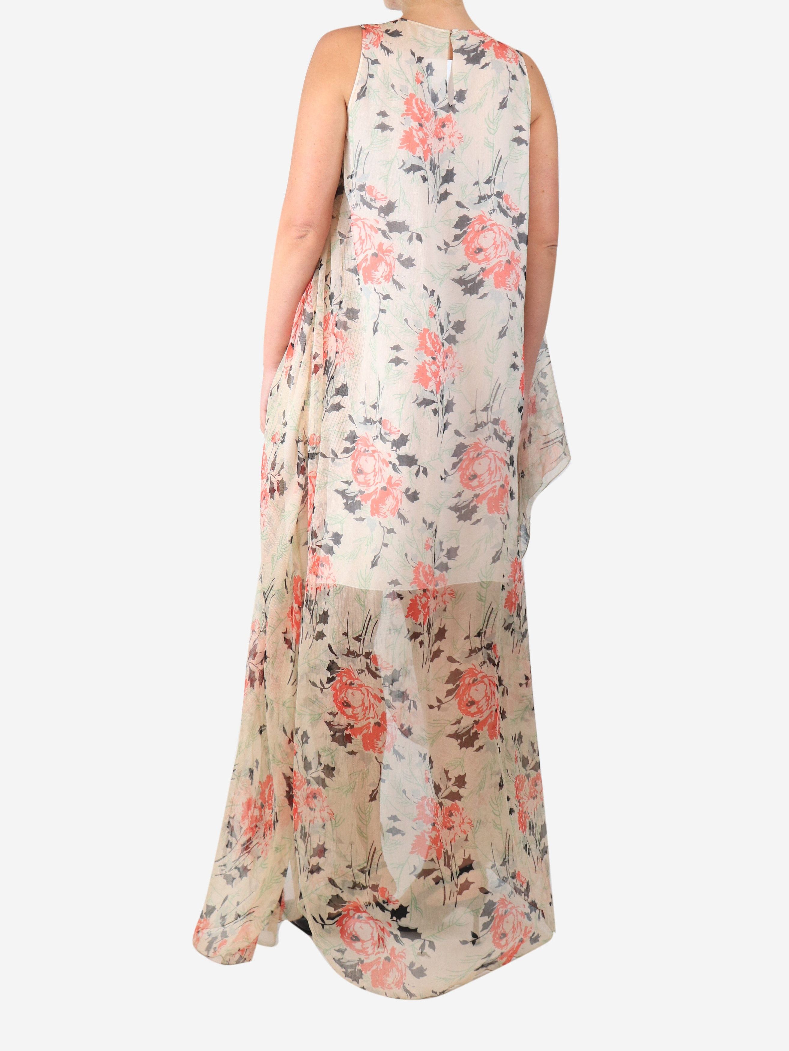 Loewe Pink and neutral asymmetric floral-print silk maxi dress - U Size M / US 6-8 / IT 42-44 - 2 Thumbnail