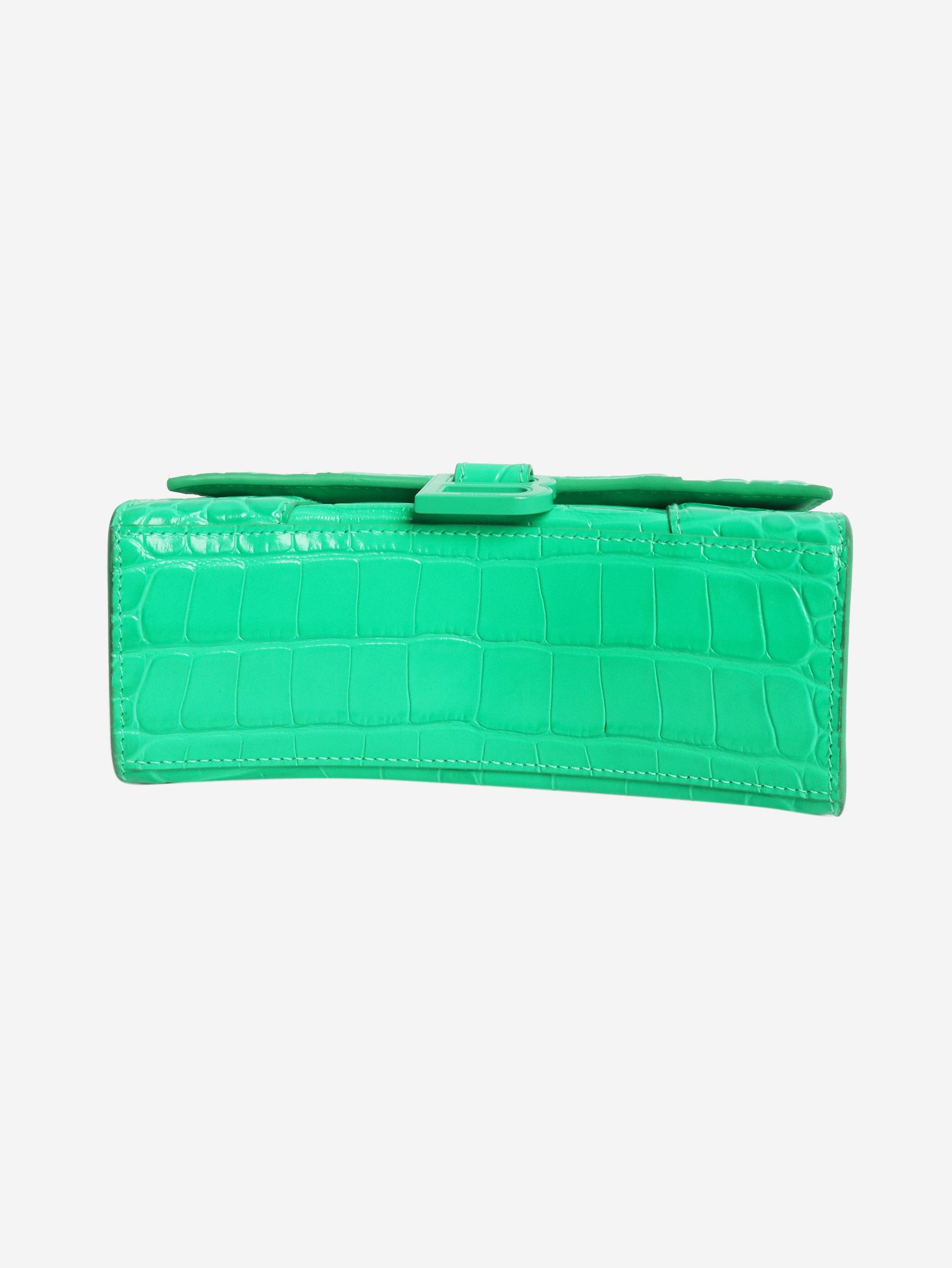 Balenciaga Green Hourglass XS croc-effect handbag - Size ONE SIZE - 4 Thumbnail