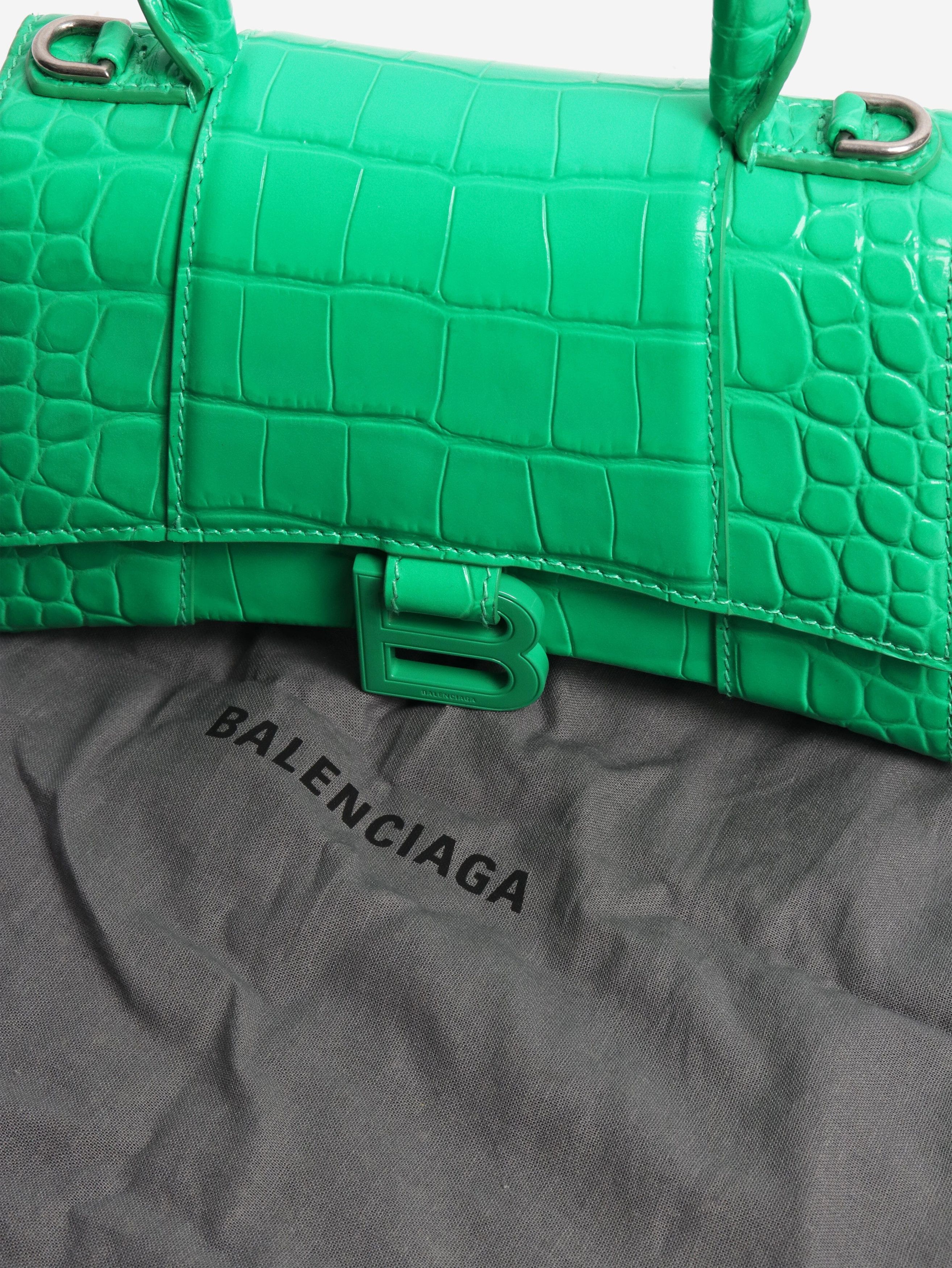Balenciaga Green Hourglass XS croc-effect handbag - Size ONE SIZE - 9 Thumbnail