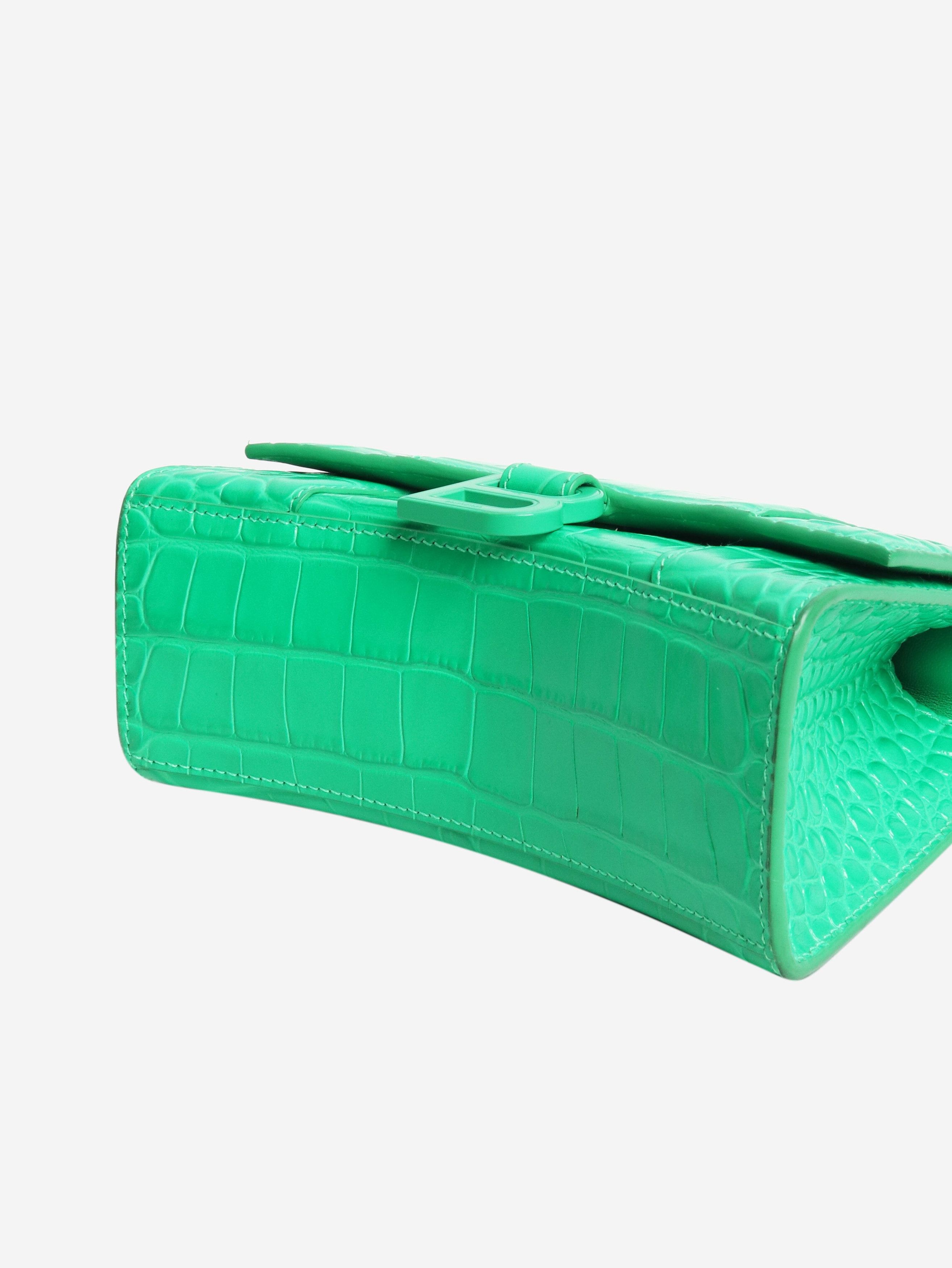 Balenciaga Green Hourglass XS croc-effect handbag - Size ONE SIZE - 5 Thumbnail