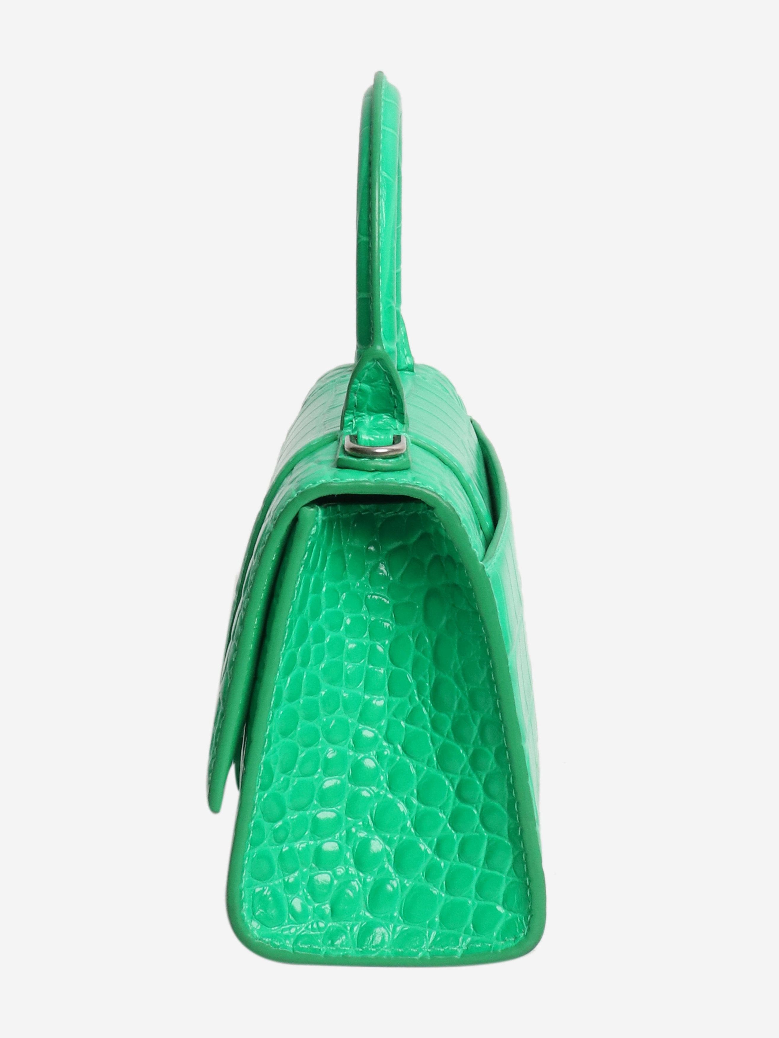 Balenciaga Green Hourglass XS croc-effect handbag - Size ONE SIZE - 3 Thumbnail
