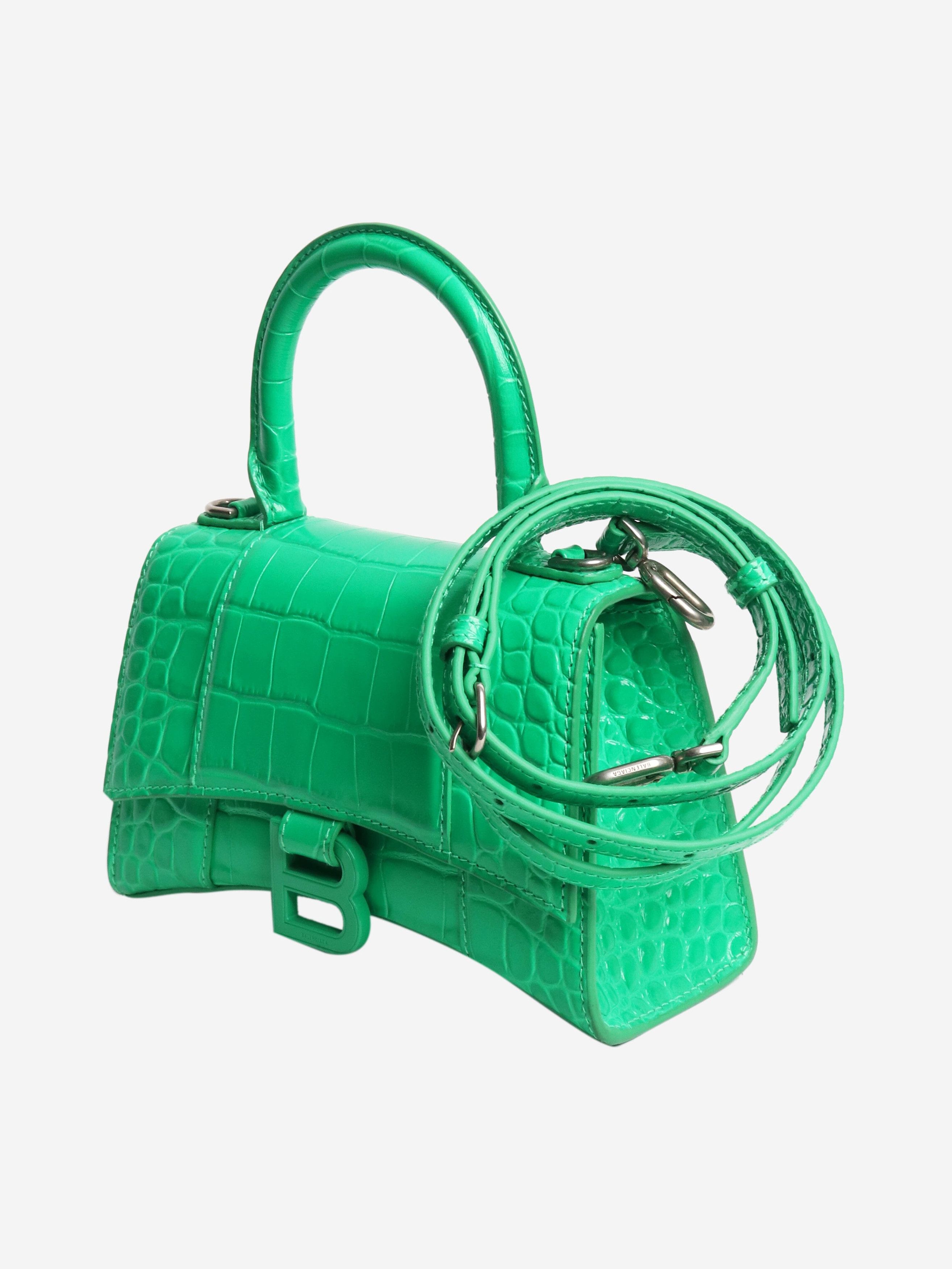 Balenciaga Green Hourglass XS croc-effect handbag - Size ONE SIZE - 6 Thumbnail