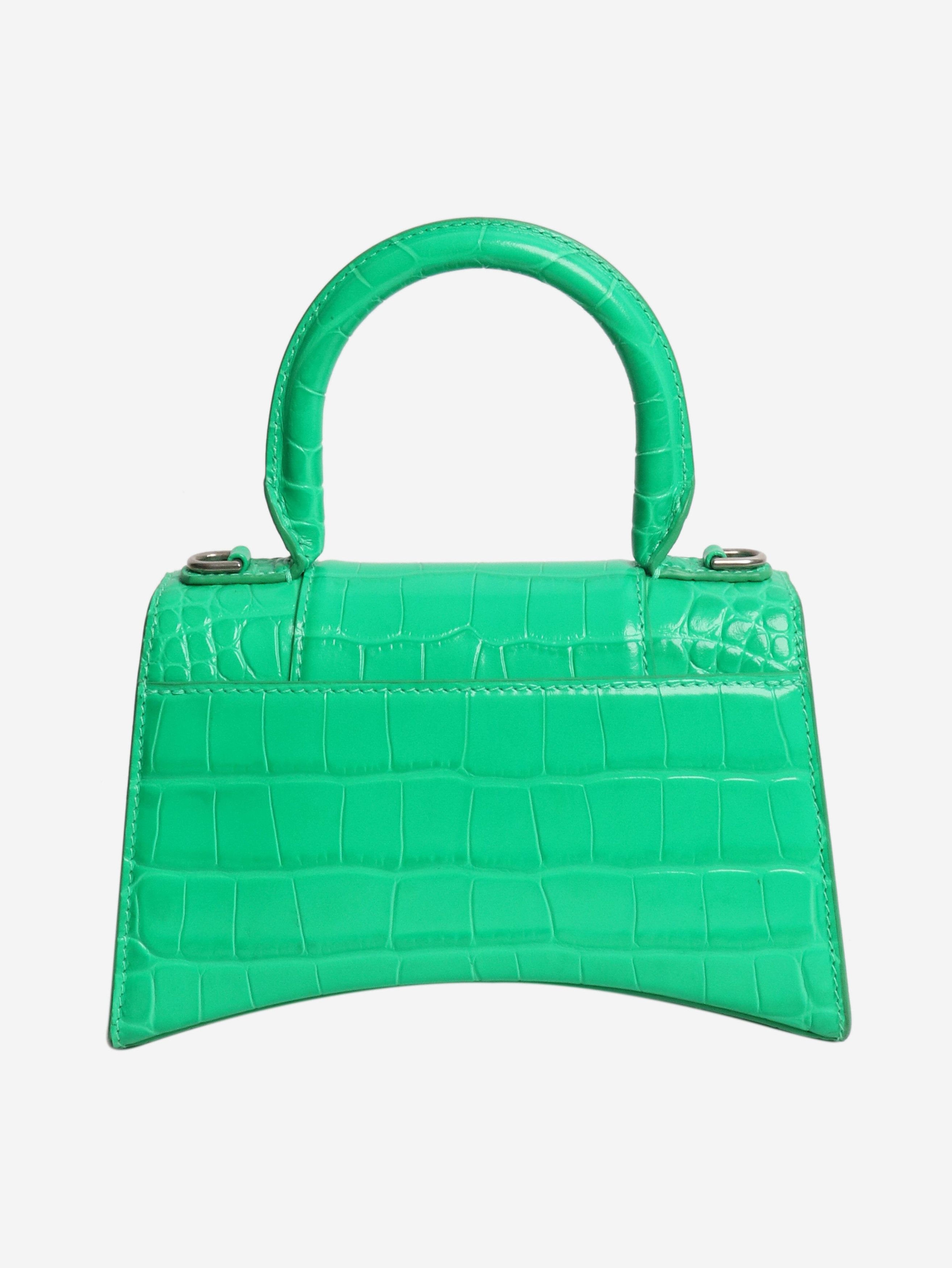 Balenciaga Green Hourglass XS croc-effect handbag - Size ONE SIZE - 2 Thumbnail