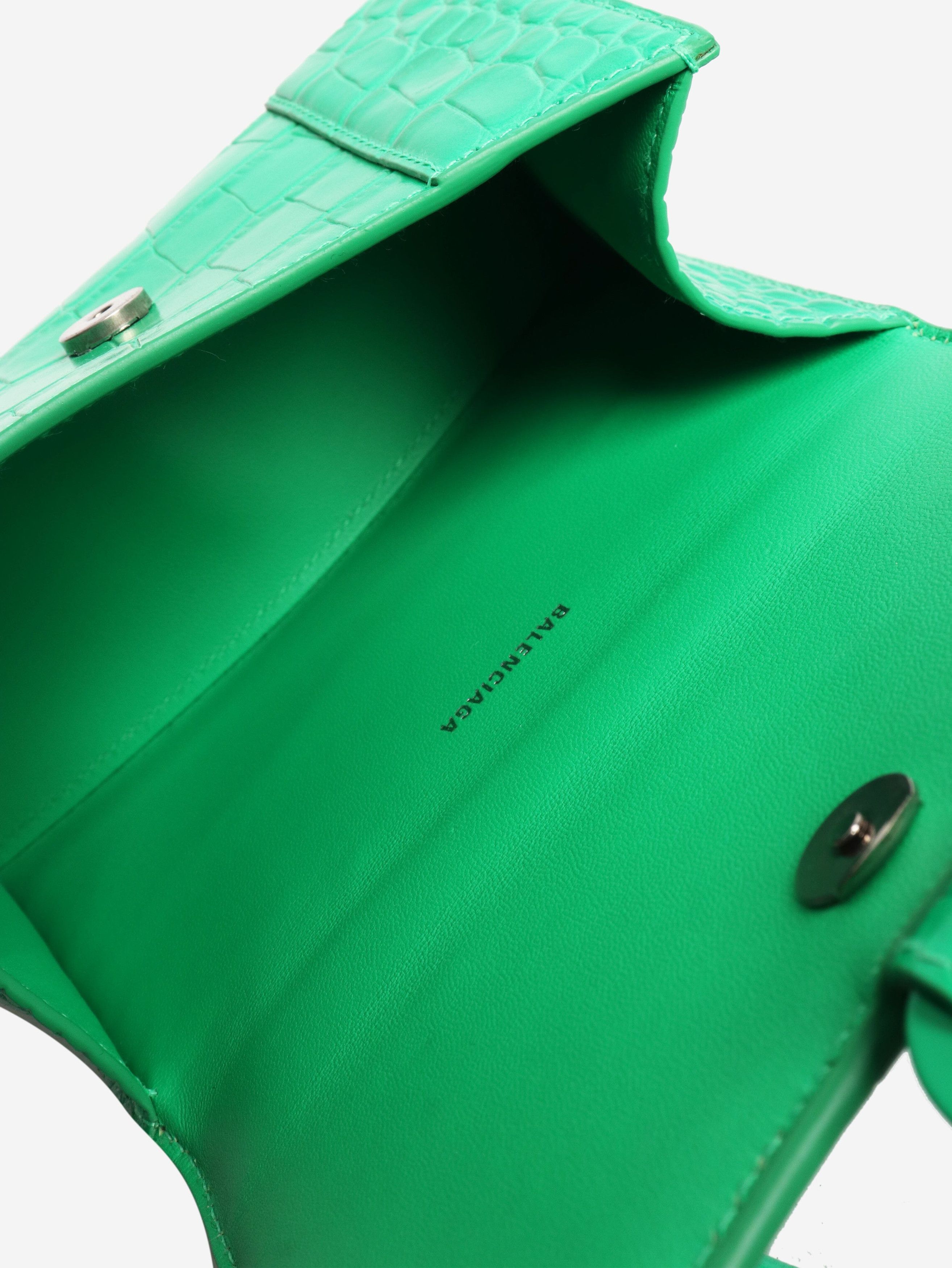 Balenciaga Green Hourglass XS croc-effect handbag - Size ONE SIZE - 7 Thumbnail