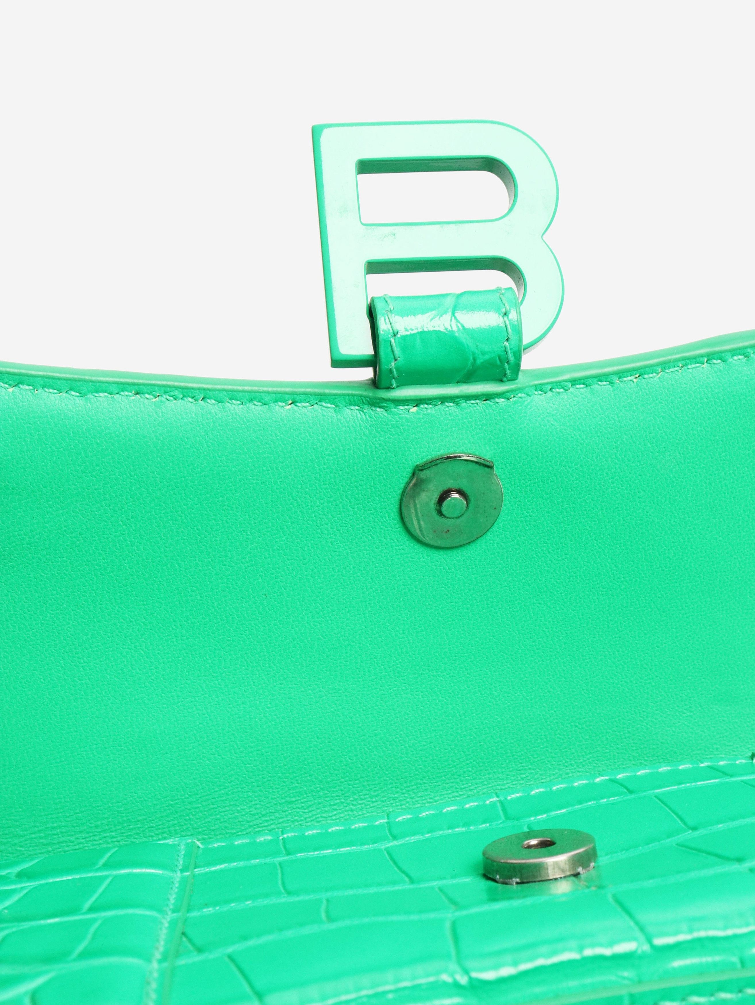 Balenciaga Green Hourglass XS croc-effect handbag - Size ONE SIZE - 8 Thumbnail