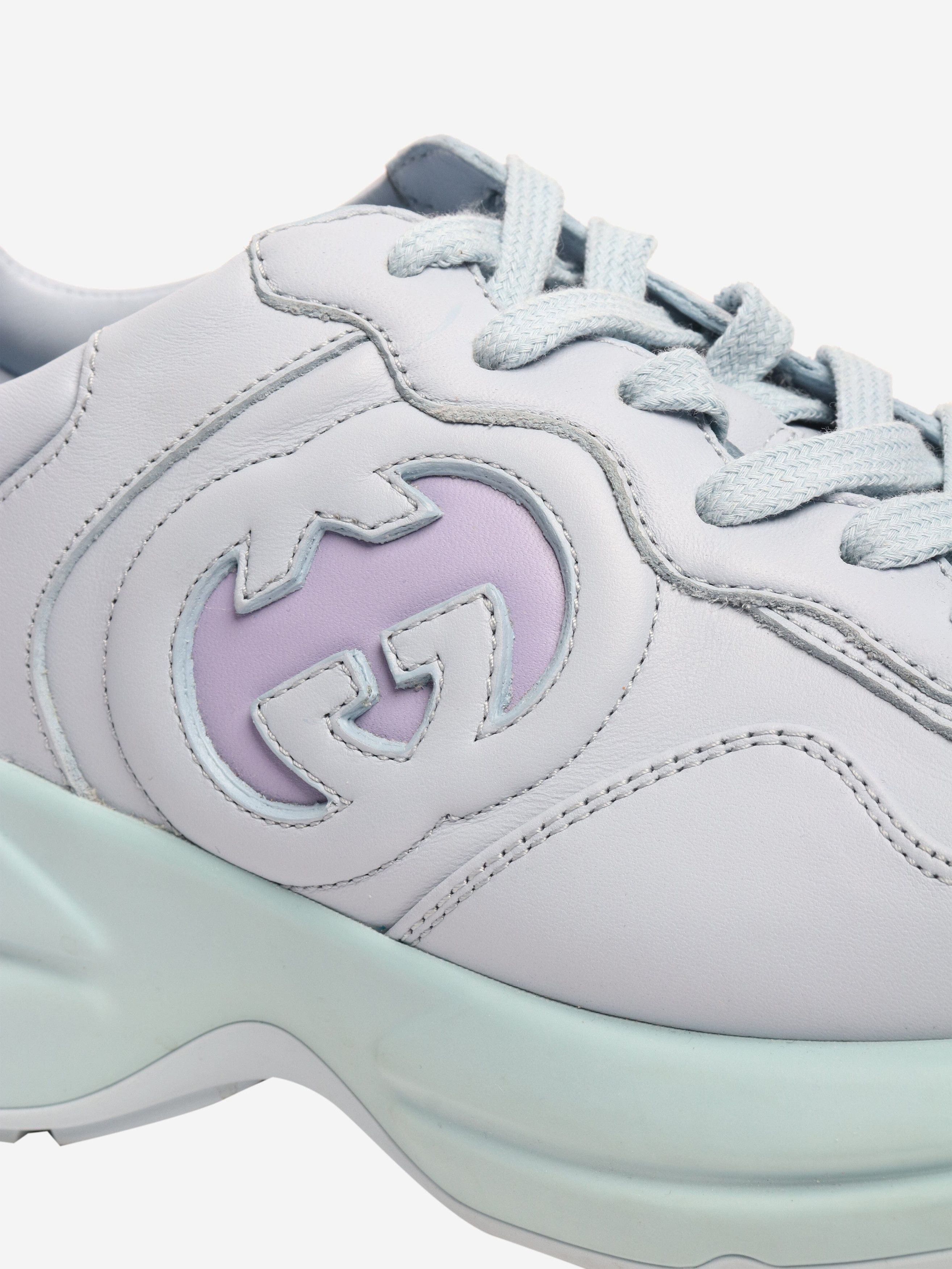 Gucci Blue Rhyton leather trainers - EU 38.5 Size US 7 / IT 37 - 4 Thumbnail