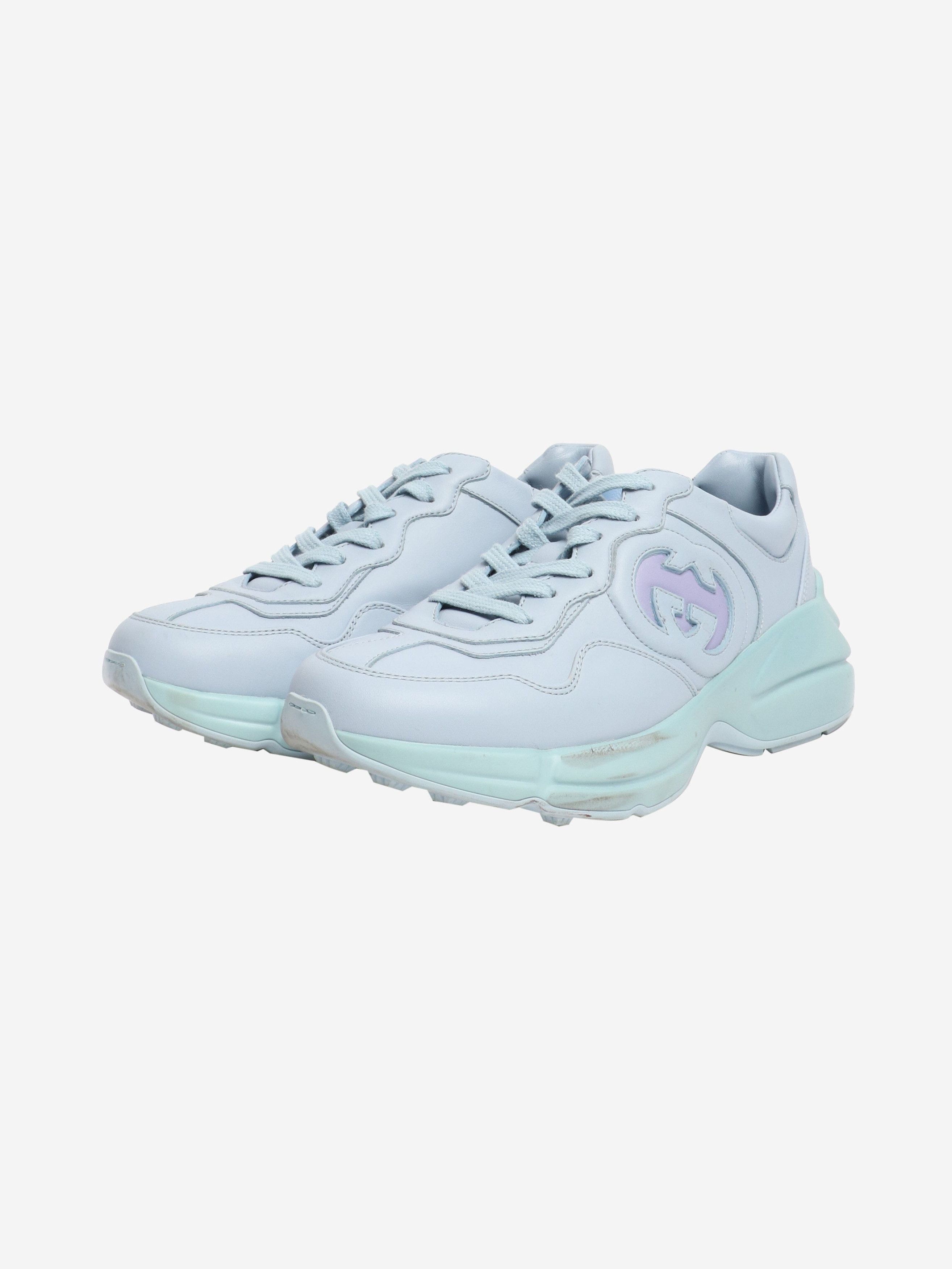 Gucci Blue Rhyton leather trainers - EU 38.5 Size US 7 / IT 37 - 2 Thumbnail
