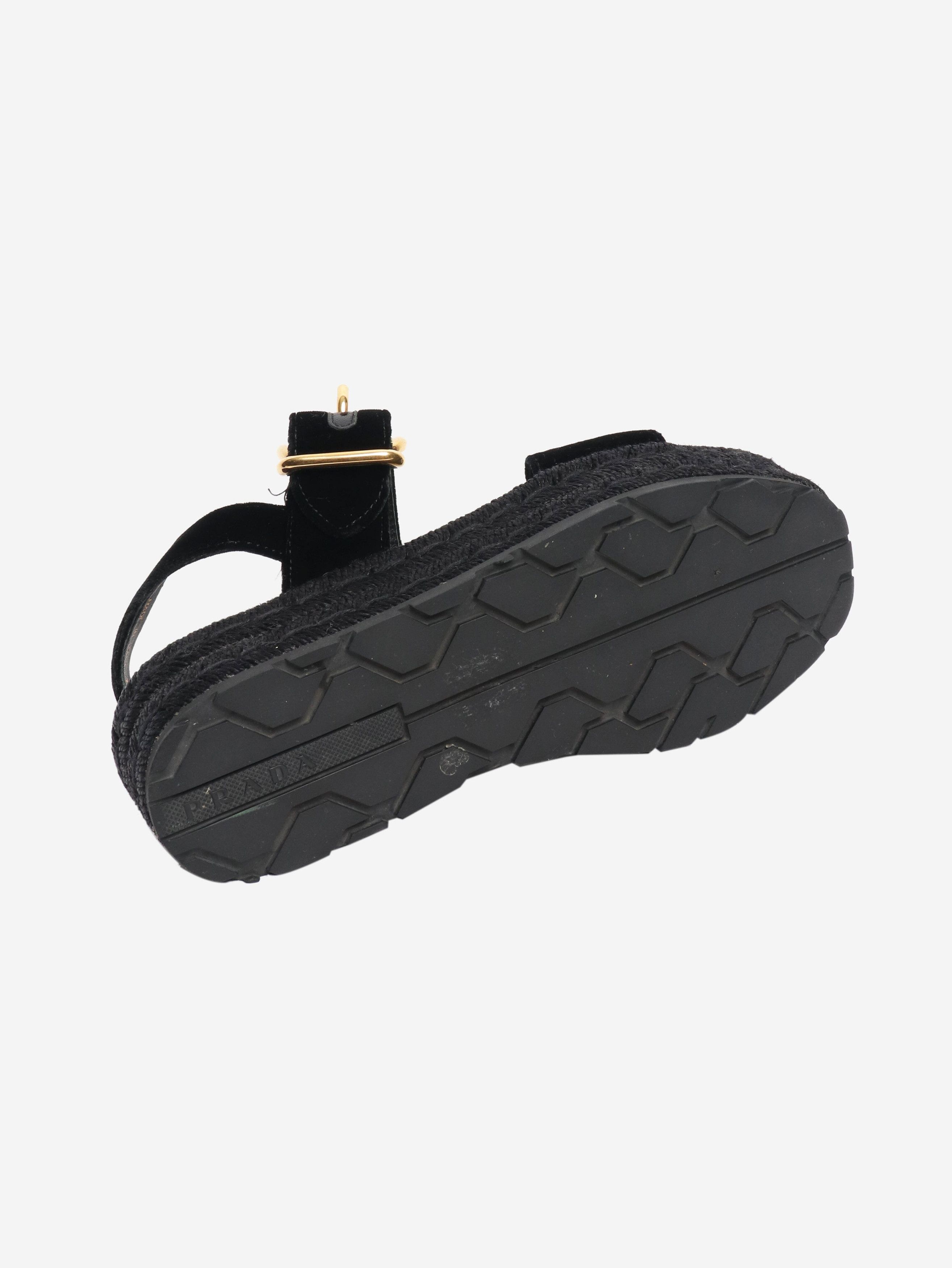 Prada Black velvet platform sandals - EU 37.5 Size US 6 / IT 36 - 4 Thumbnail