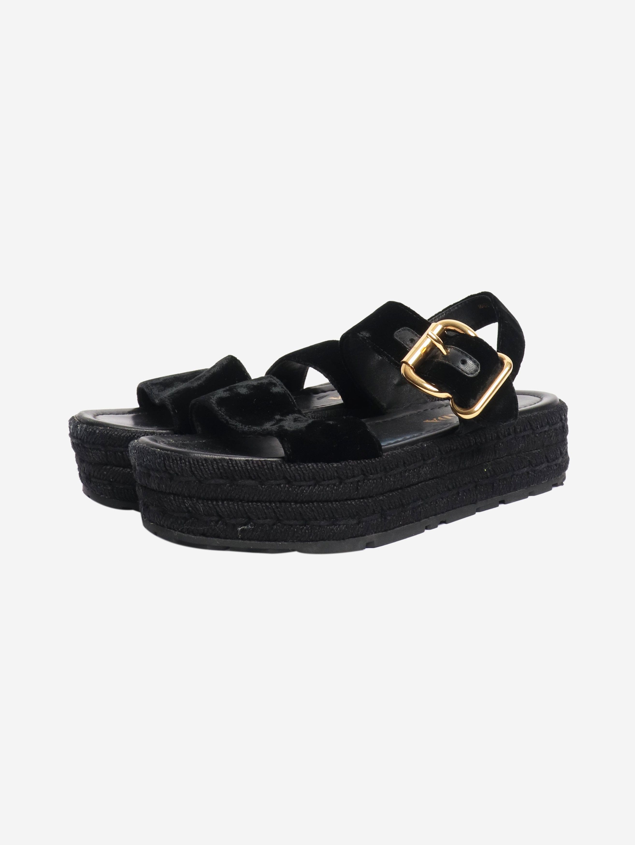 Prada Black velvet platform sandals - EU 37.5 Size US 6 / IT 36 - 2 Thumbnail
