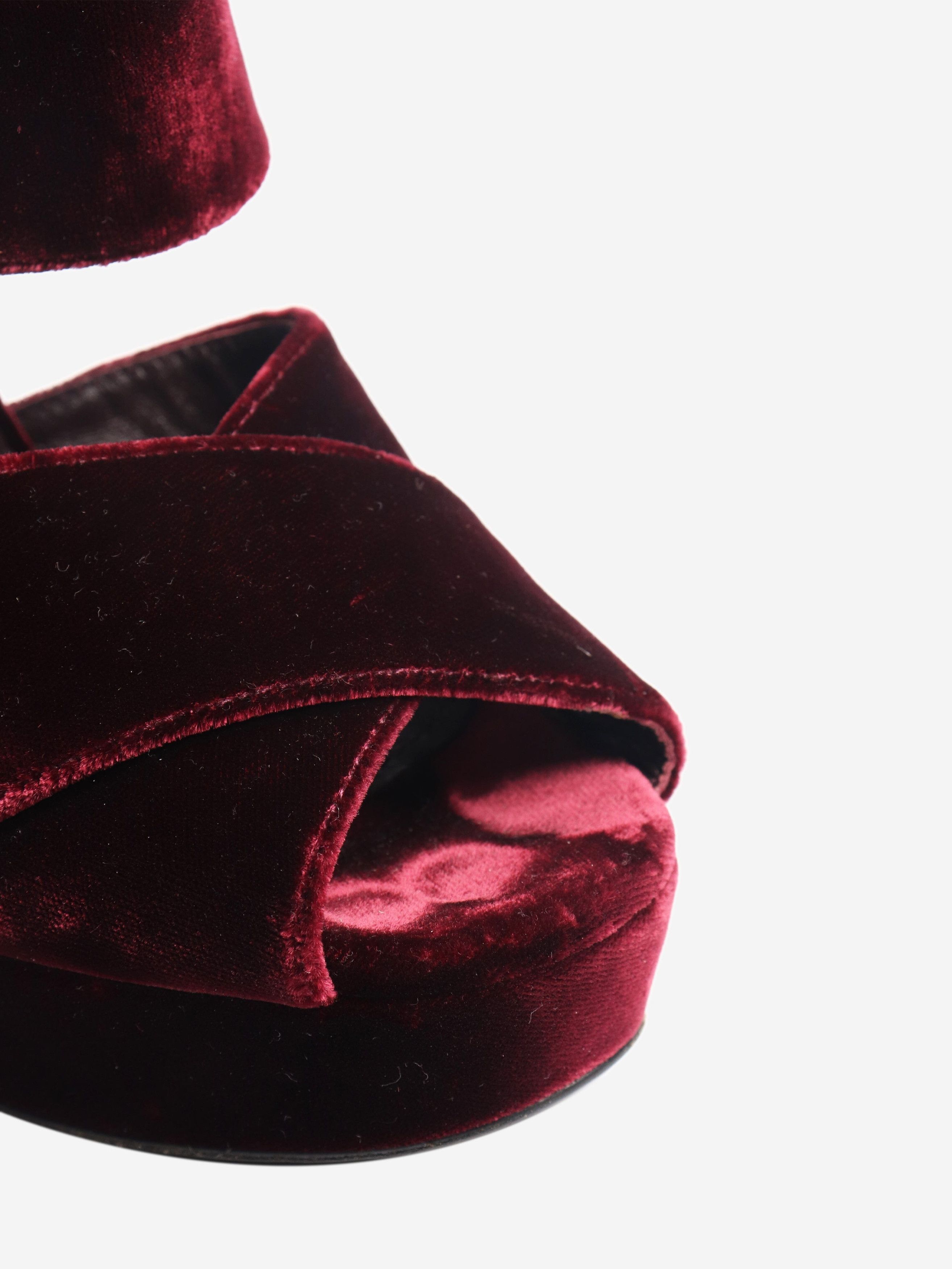 Prada Maroon velvet heels with diamante buckle - EU 36 (UK 3) Size US 8 / IT 38 - 5 Thumbnail