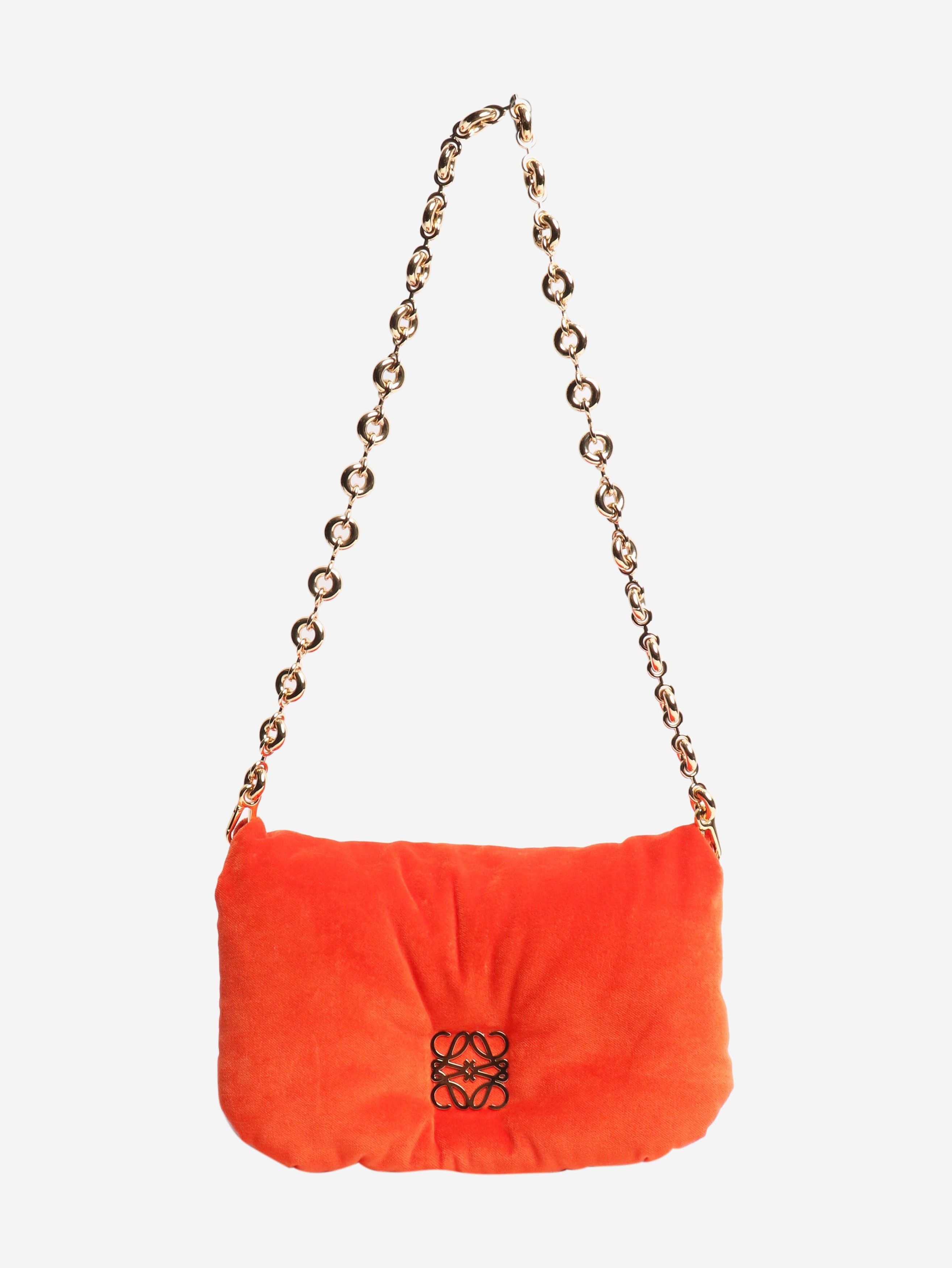 Loewe Orange Puffer Goya velvet shoulder bag Size ONE SIZE - 2 Thumbnail