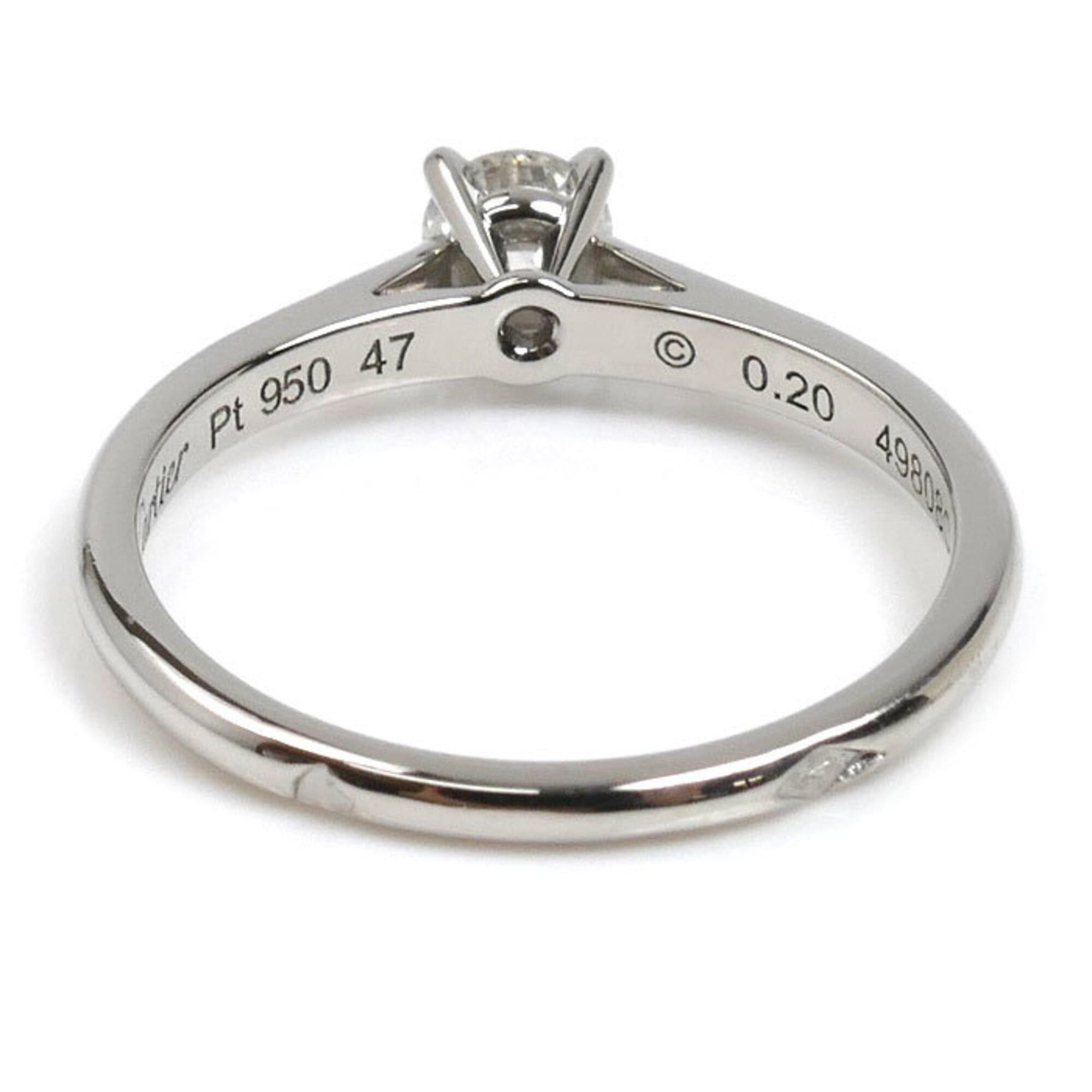 Cartier Cartier Pt950 Platinum Solitaire 1895 Ring with 0.20ct Diamond, Size 47, 2.3g, Women's Size ONE SIZE - 4 Thumbnail