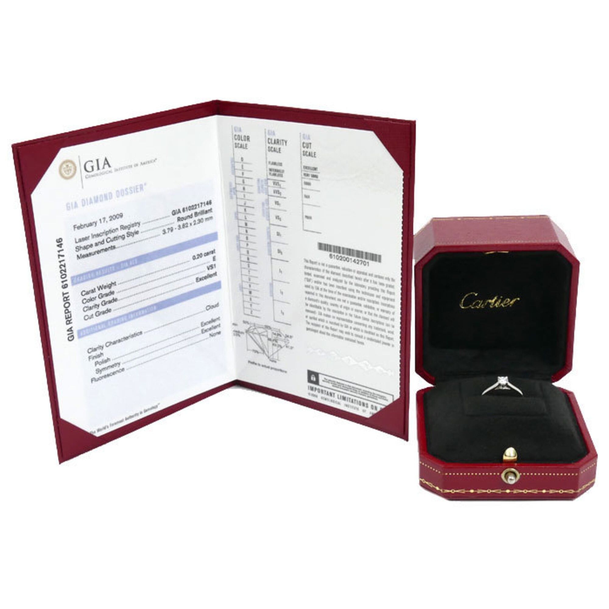 Cartier Cartier Pt950 Platinum Solitaire 1895 Ring with 0.20ct Diamond, Size 47, 2.3g, Women's Size ONE SIZE - 8 Thumbnail
