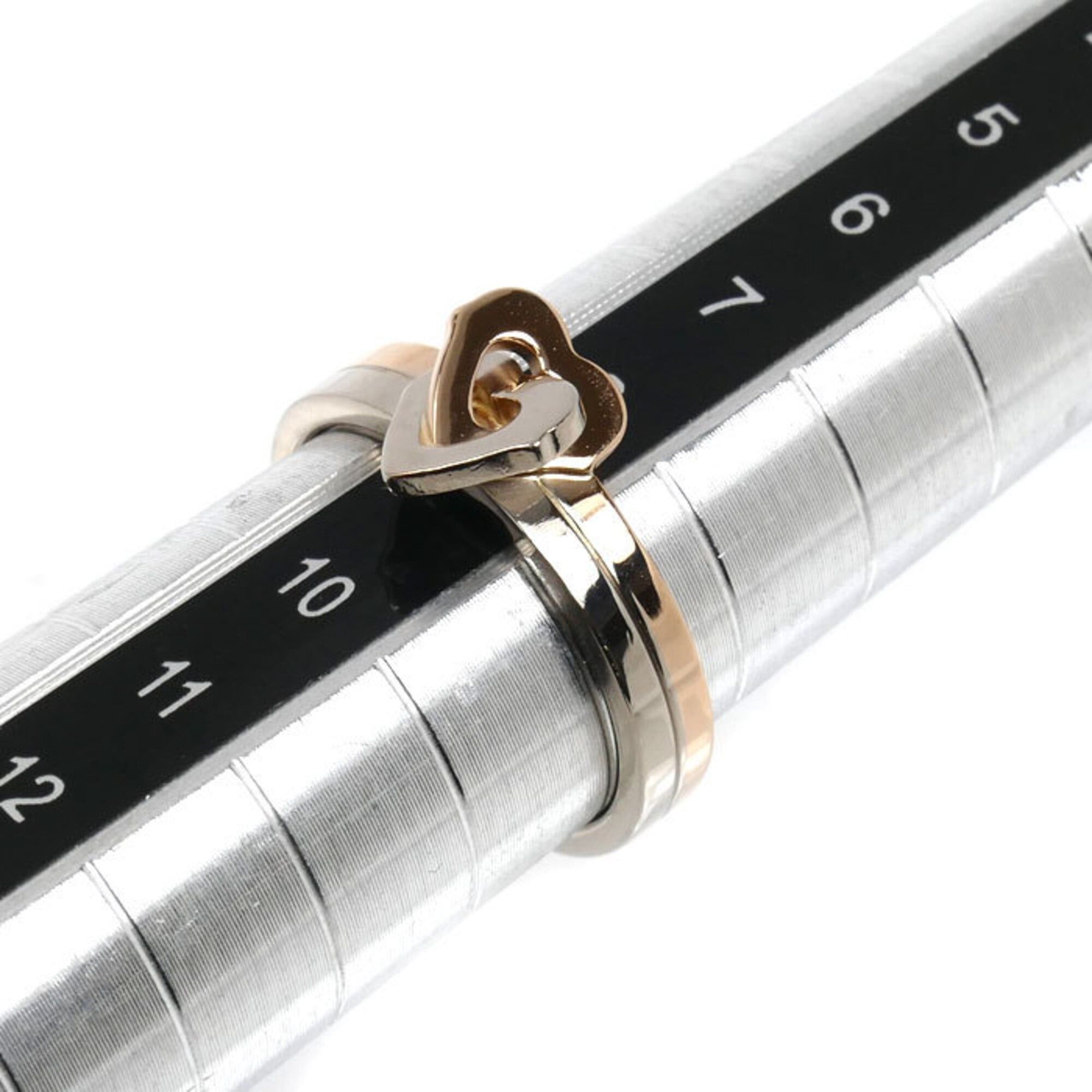 Cartier Cartier 18KPG Pink Gold 18KWG White Double Heart Ring, Size 49, 4.6g, Women's Size ONE SIZE - 6 Thumbnail