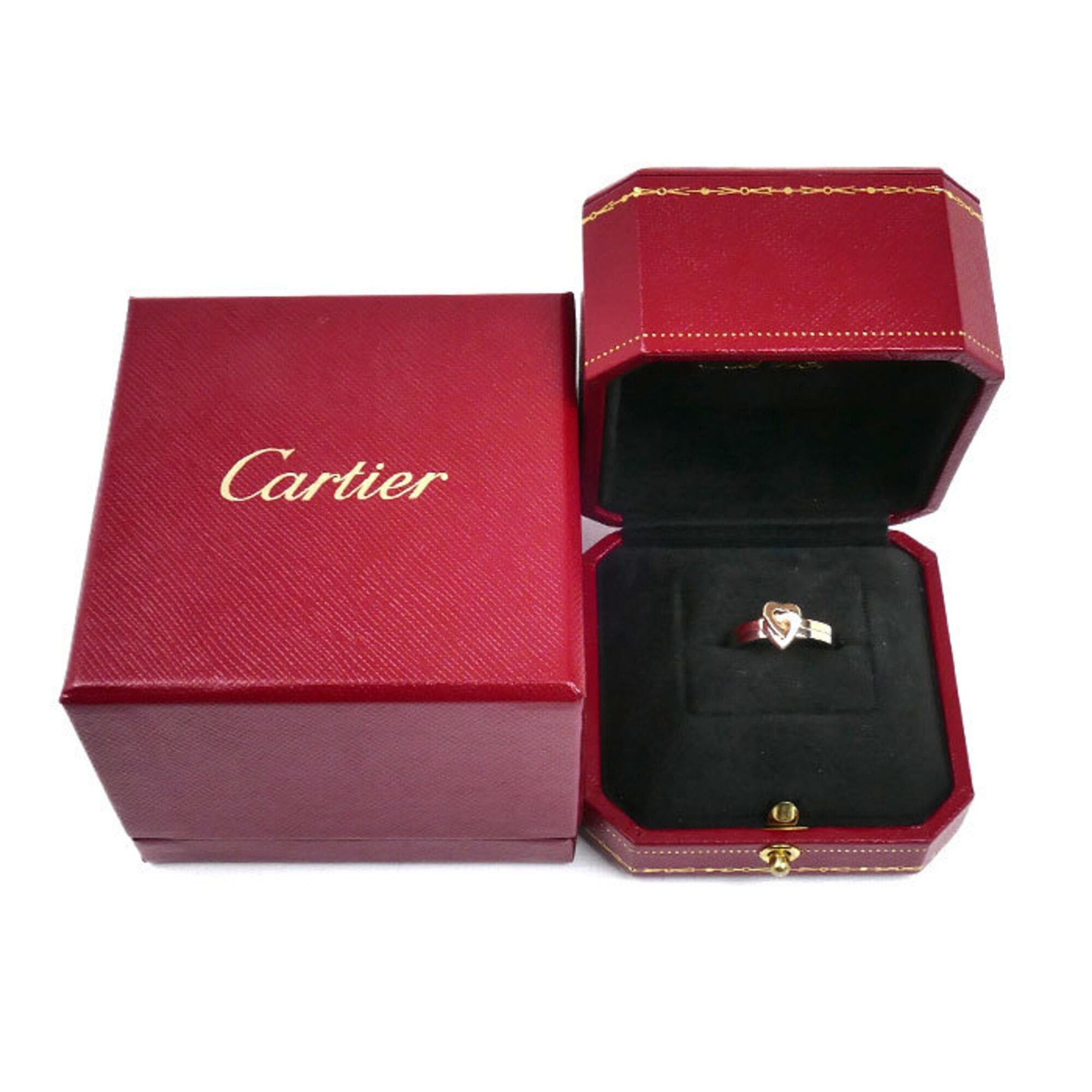 Cartier Cartier 18KPG Pink Gold 18KWG White Double Heart Ring, Size 49, 4.6g, Women's Size ONE SIZE - 8 Thumbnail