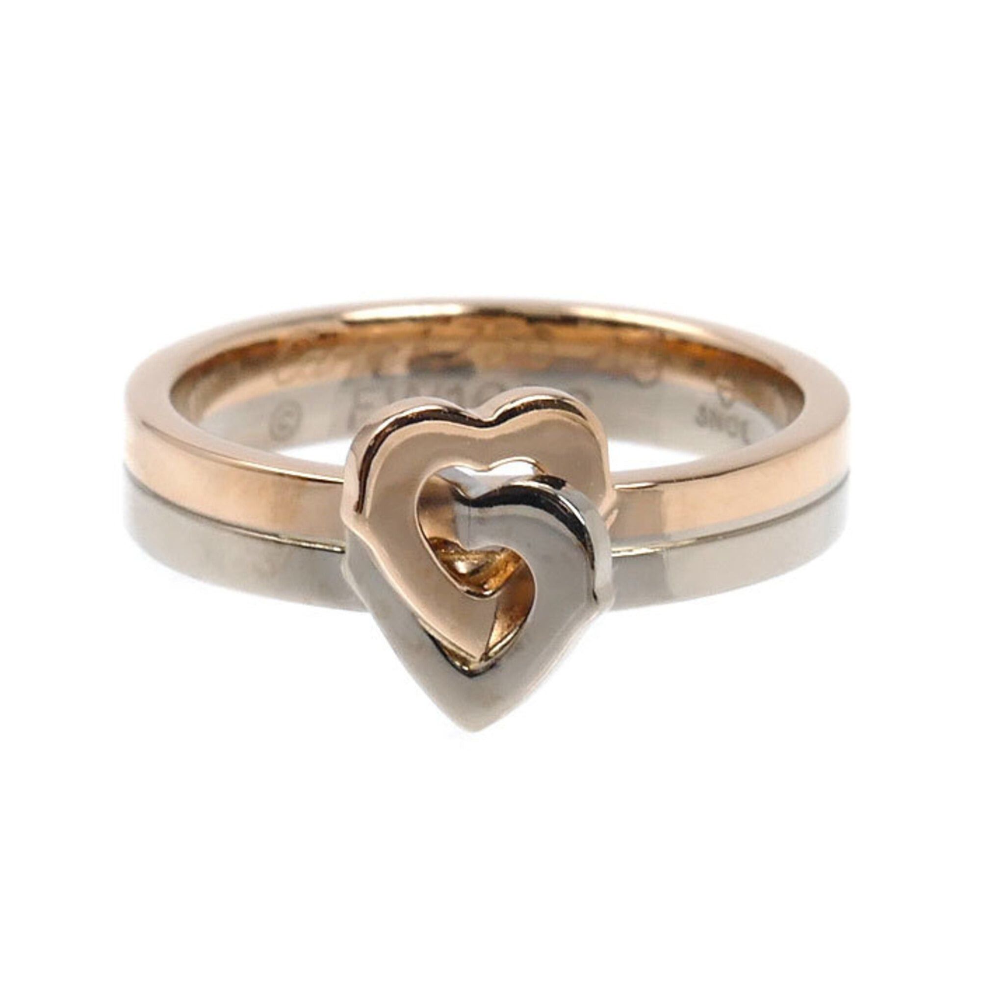 Cartier Cartier 18KPG Pink Gold 18KWG White Double Heart Ring, Size 49, 4.6g, Women's Size ONE SIZE - 3 Thumbnail