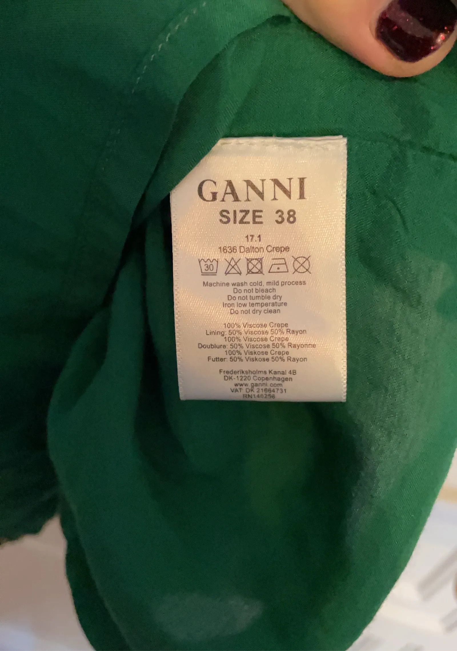 Ganni Ganni Dalton Crepe i Verdant Green Dress Size S / US 4 / IT 40 - 3 Thumbnail