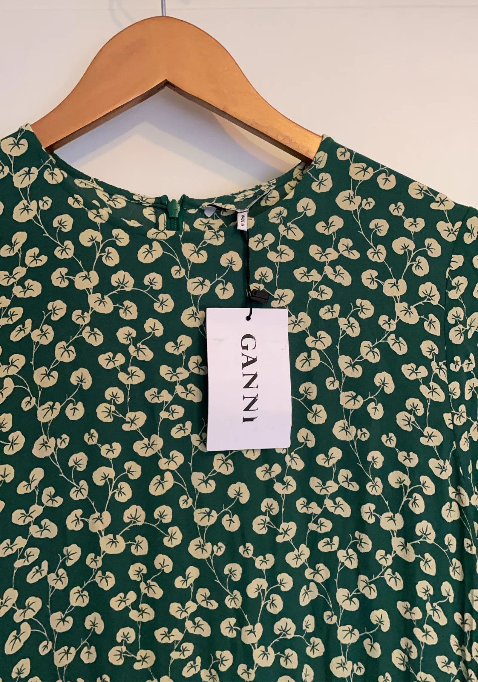 Ganni Ganni Dalton Crepe i Verdant Green Dress Size S / US 4 / IT 40 - 5 Thumbnail