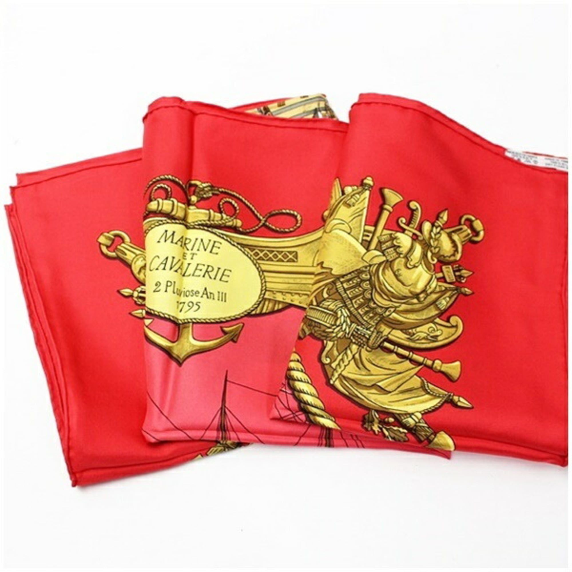 Hermes Unused Hermes silk scarf/muffler, Carre 90, MARINE ET CAVALERIE (Sea and Cavalry), for women. Size ONE SIZE - 9 Thumbnail