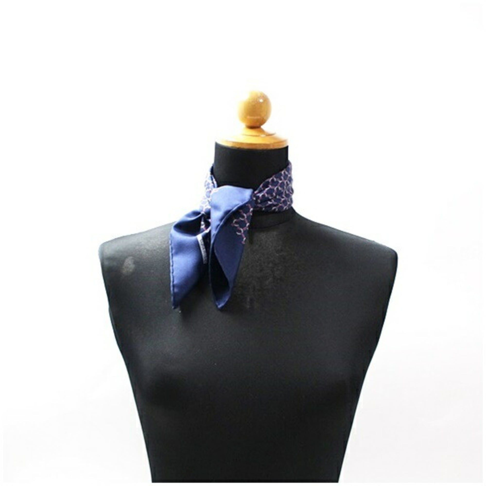 Hermes Hermes Mini Scarf, Navy, Horseshoe Design, HERMES Women's Size ONE SIZE - 3 Thumbnail