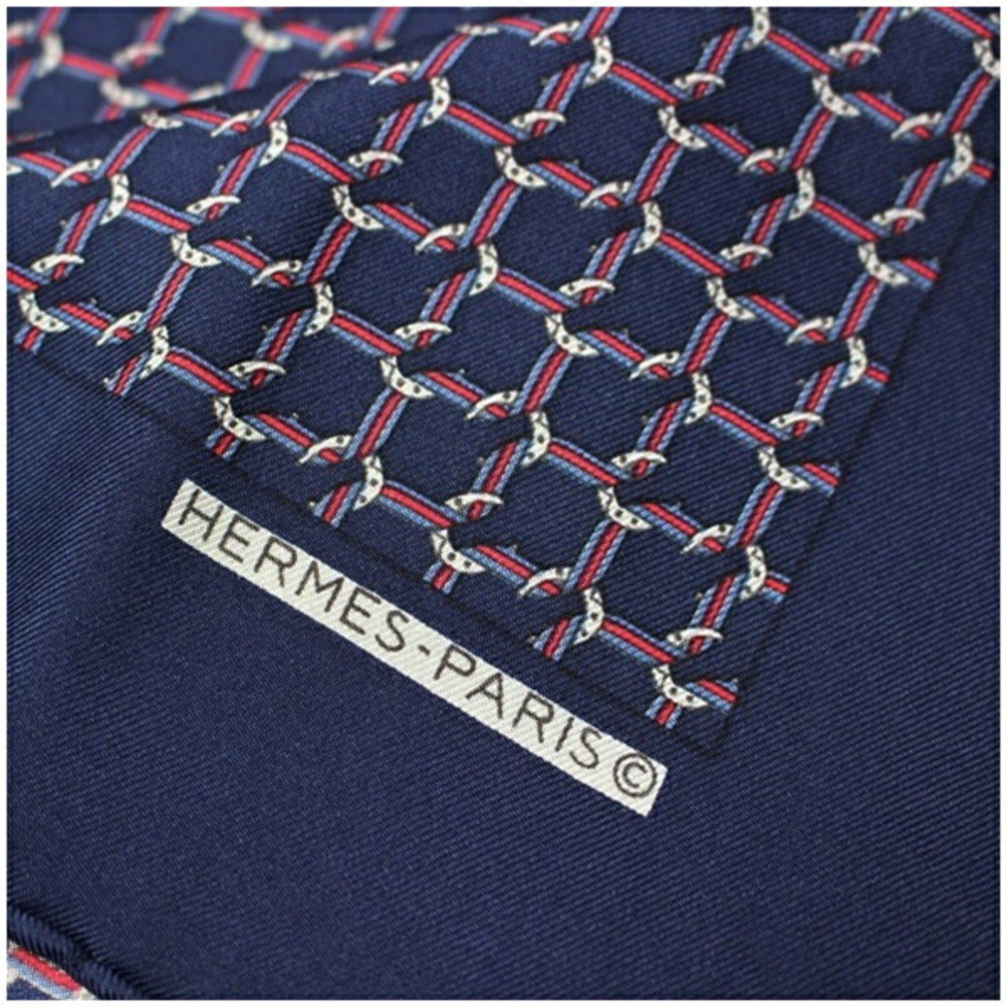 Hermes Hermes Mini Scarf, Navy, Horseshoe Design, HERMES Women's Size ONE SIZE - 5 Thumbnail