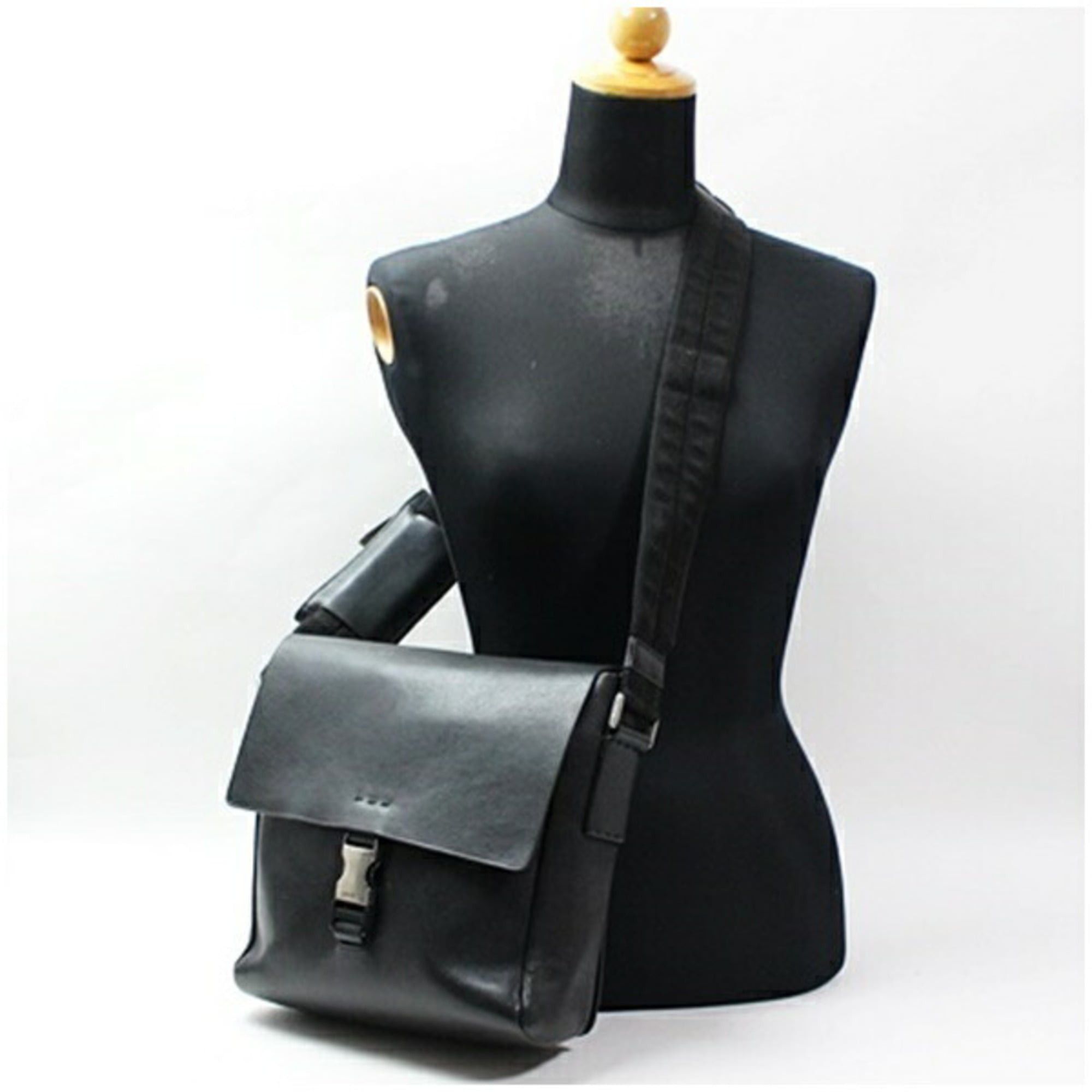 Prada Prada Leather Suede Bag Shoulder Black PRADA Men's Women's Size ONE SIZE - 4 Thumbnail