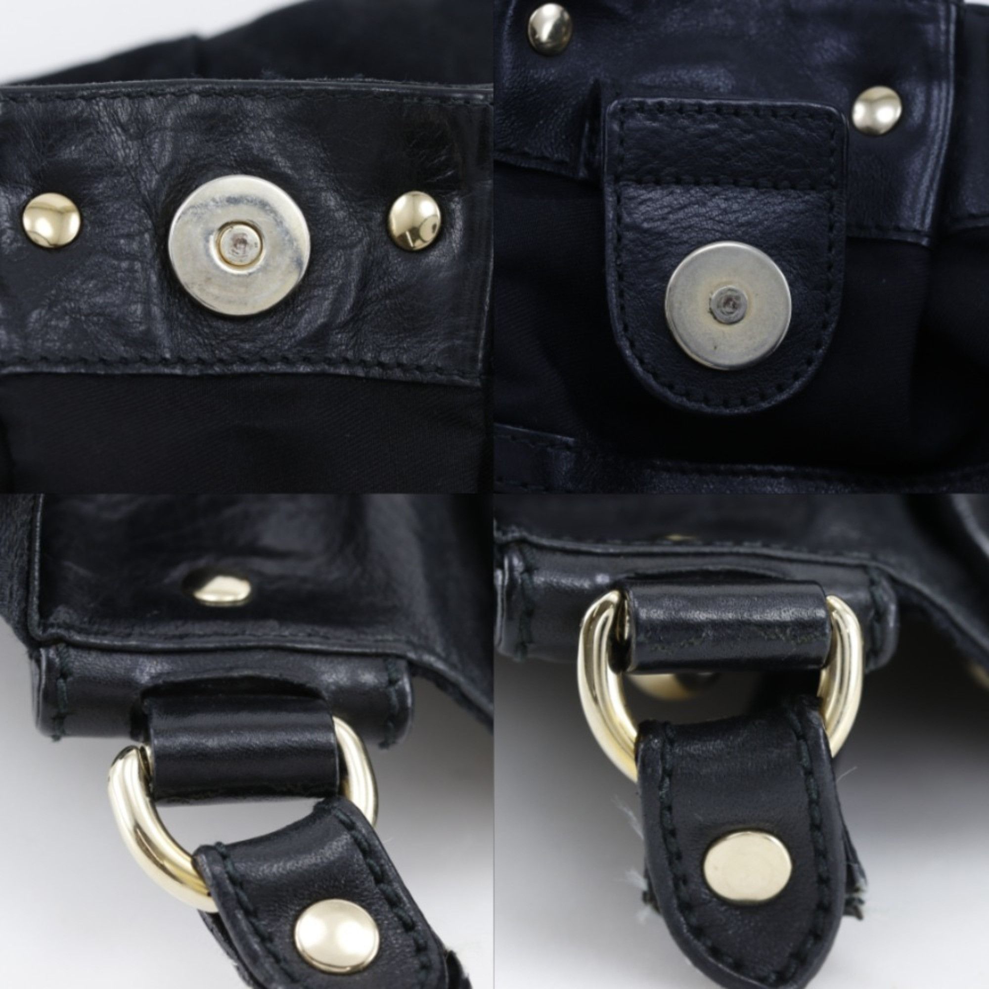Gucci Gucci Studded Tote Bag 203626 GG Canvas Black A4 Studs Women's Size ONE SIZE - 14 Thumbnail