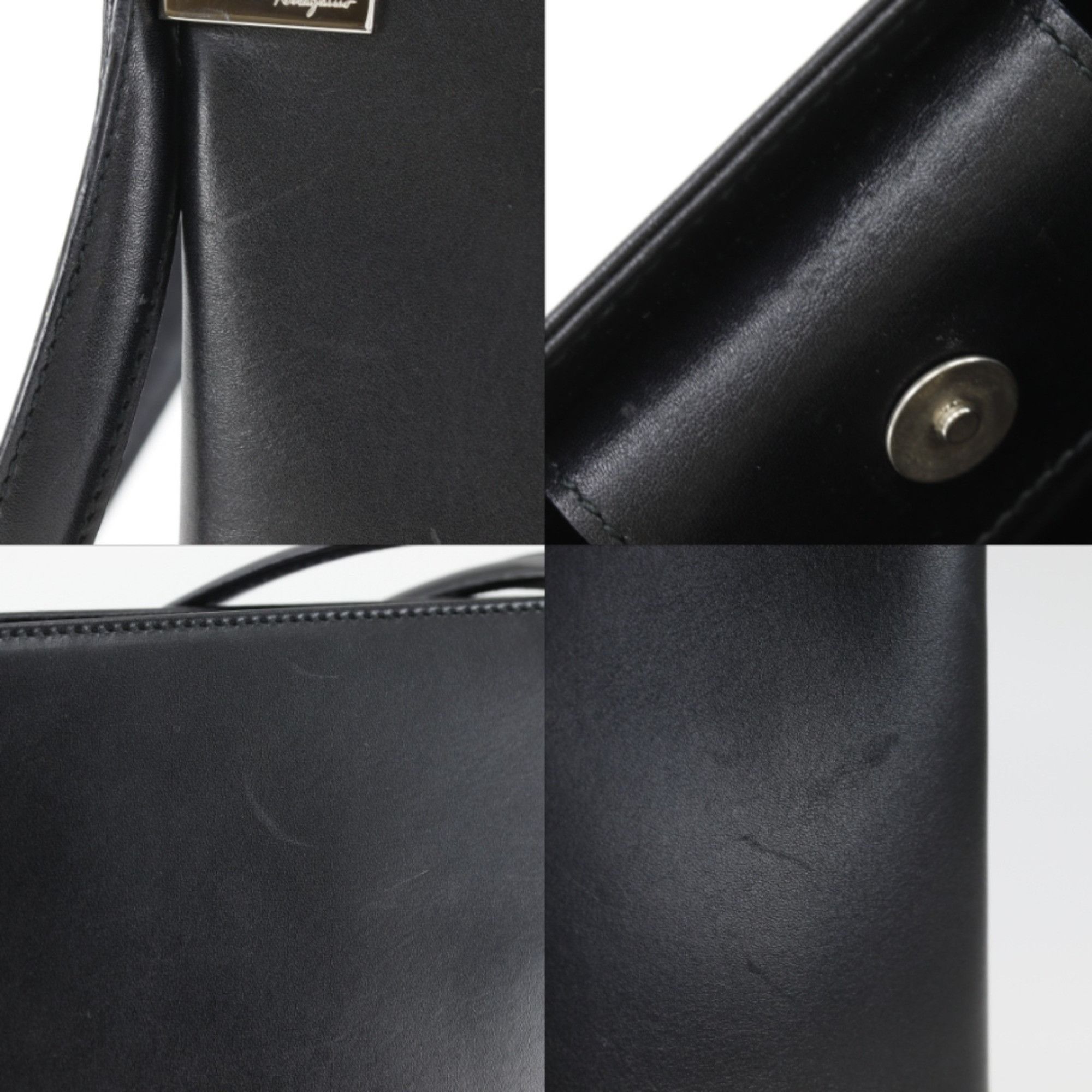 Salvatore Ferragamo Salvatore Ferragamo Gancini Tote Bag EF-21 9641 Leather Black A5 Women's Size ONE SIZE - 12 Thumbnail