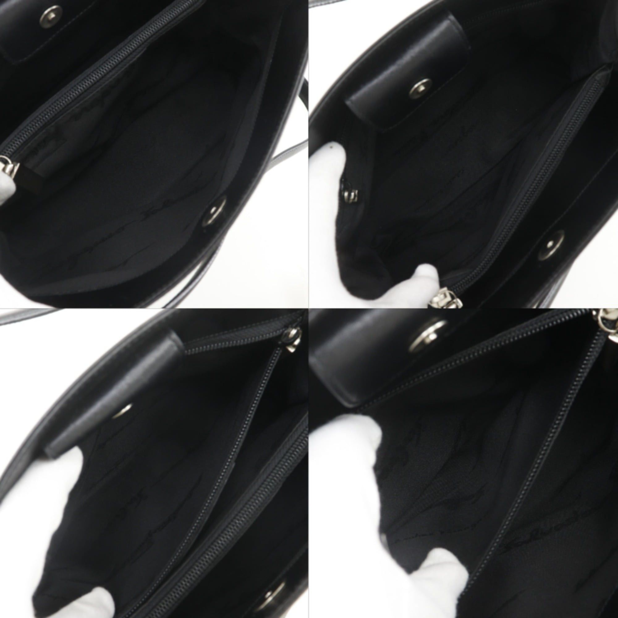 Salvatore Ferragamo Salvatore Ferragamo Gancini Tote Bag EF-21 9641 Leather Black A5 Women's Size ONE SIZE - 6 Thumbnail