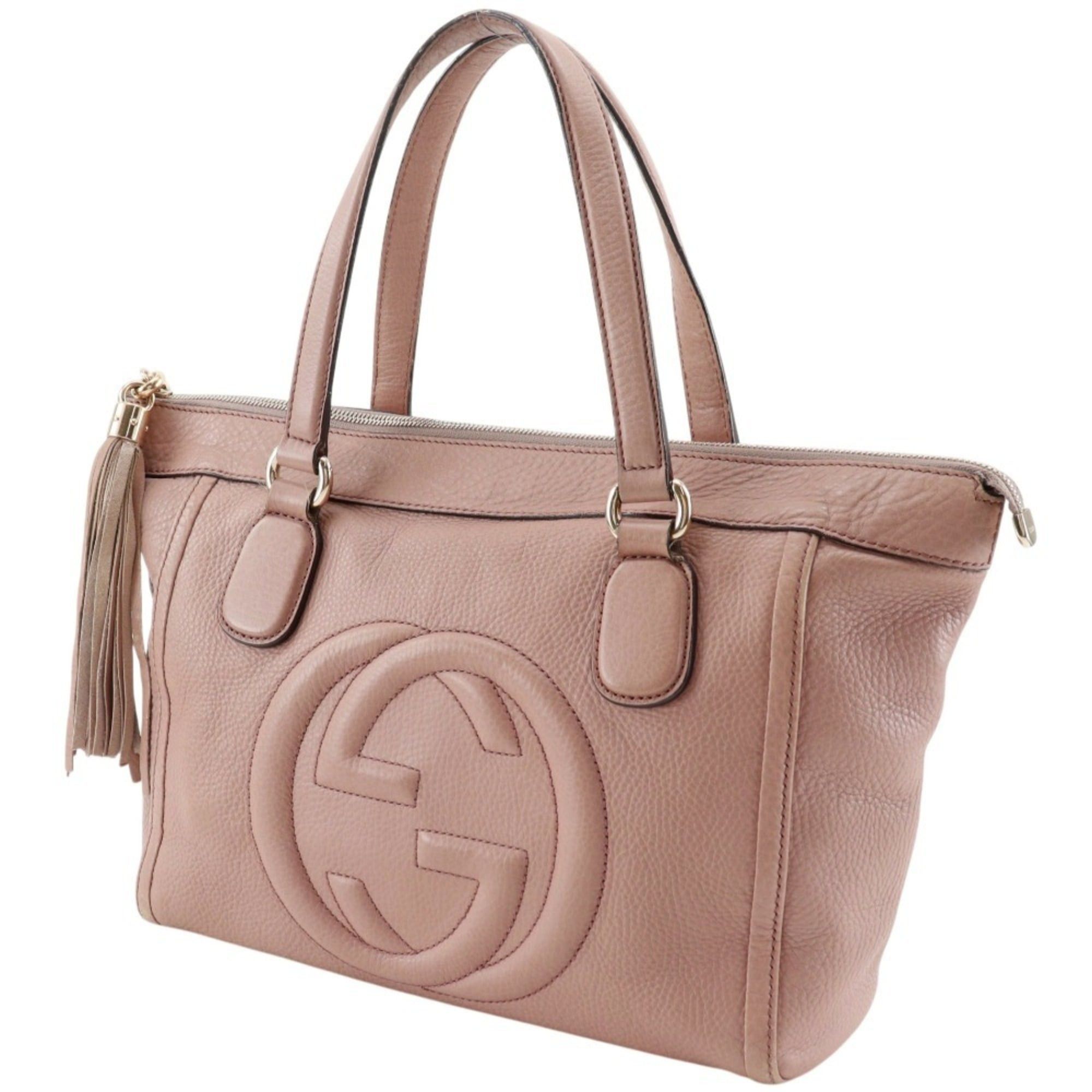 Gucci Gucci Soho Tote Bag, GG Pattern, Tassel, 282307, Calfskin, Pink, A4 Size, Women's. Size ONE SIZE - 2 Thumbnail
