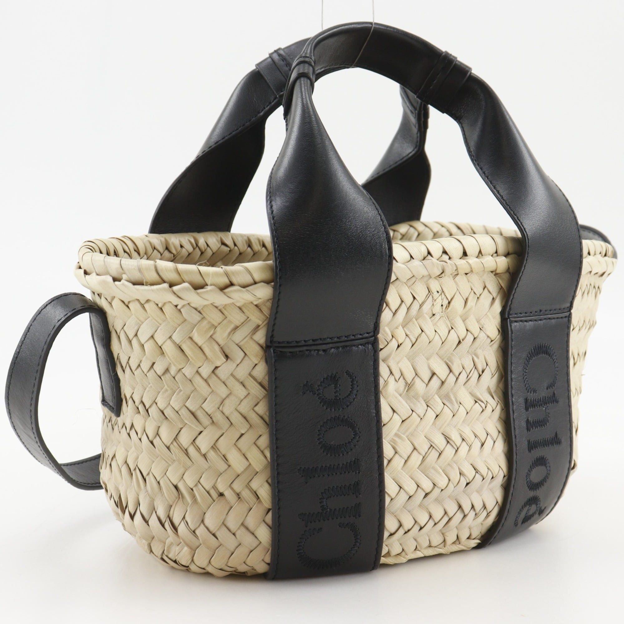 Chloe Chloé Chloe Sense Small Basket Handbag, 2-Way Shoulder Bag, Raffia x Calf Leather, Beige, Women's, CHC23SS304J66001 Size ONE SIZE - 3 Thumbnail