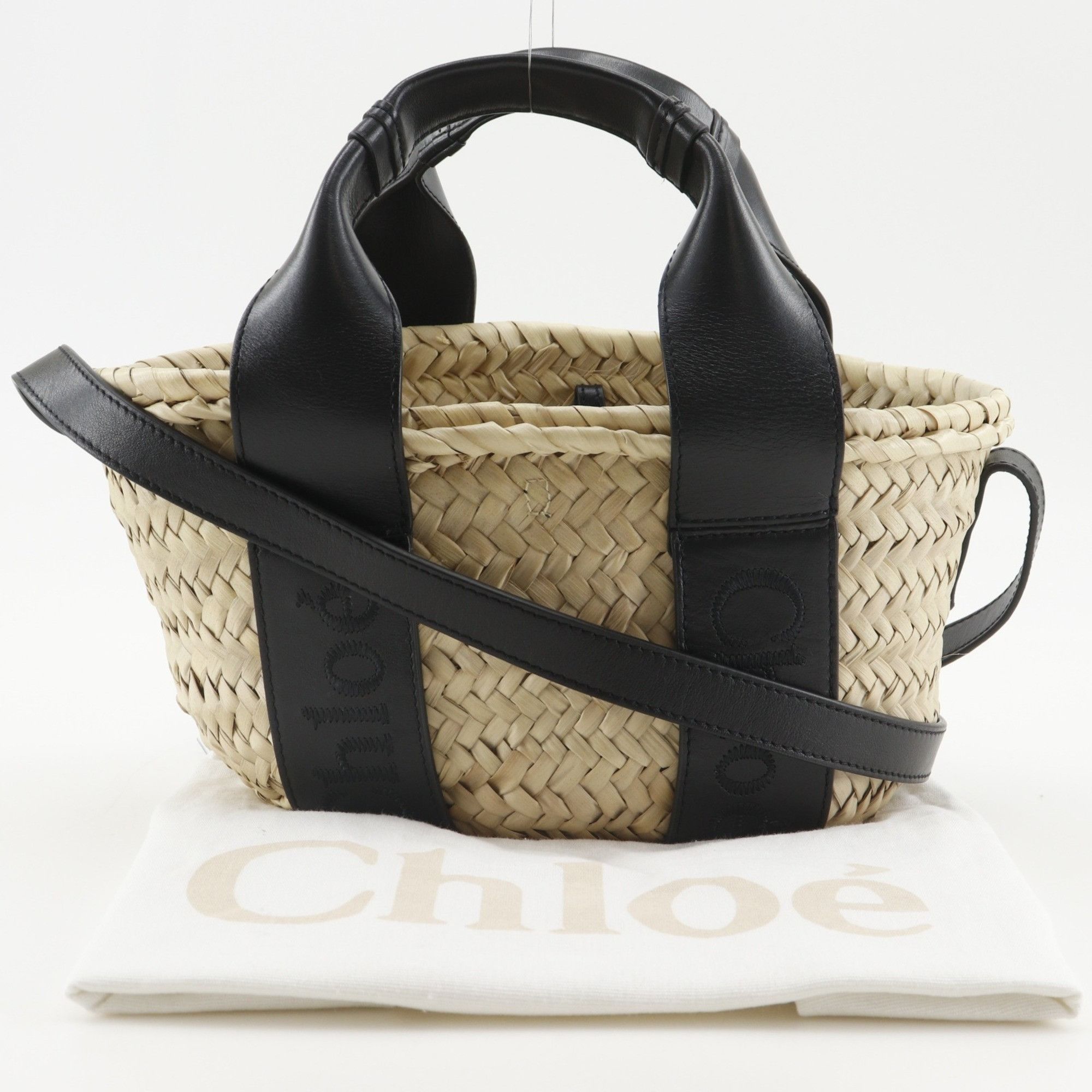 Chloe Chloé Chloe Sense Small Basket Handbag, 2-Way Shoulder Bag, Raffia x Calf Leather, Beige, Women's, CHC23SS304J66001 Size ONE SIZE - 15 Thumbnail