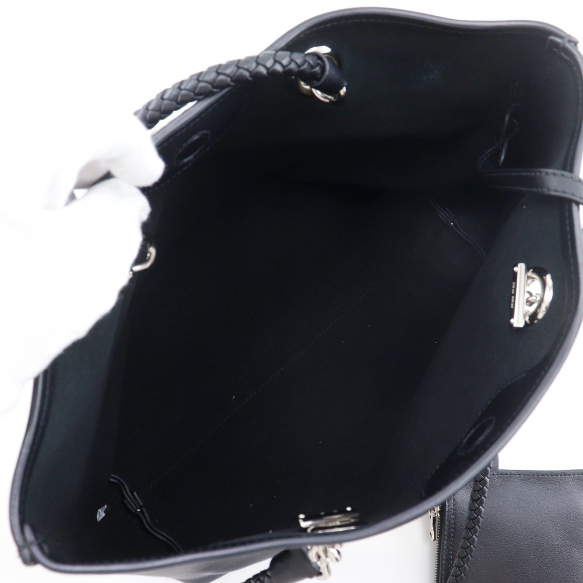 Miu Miu Miu Miu Miu Chain Tote Bag, Calfskin, Black, A4 Size, Women's Size ONE SIZE - 6 Thumbnail