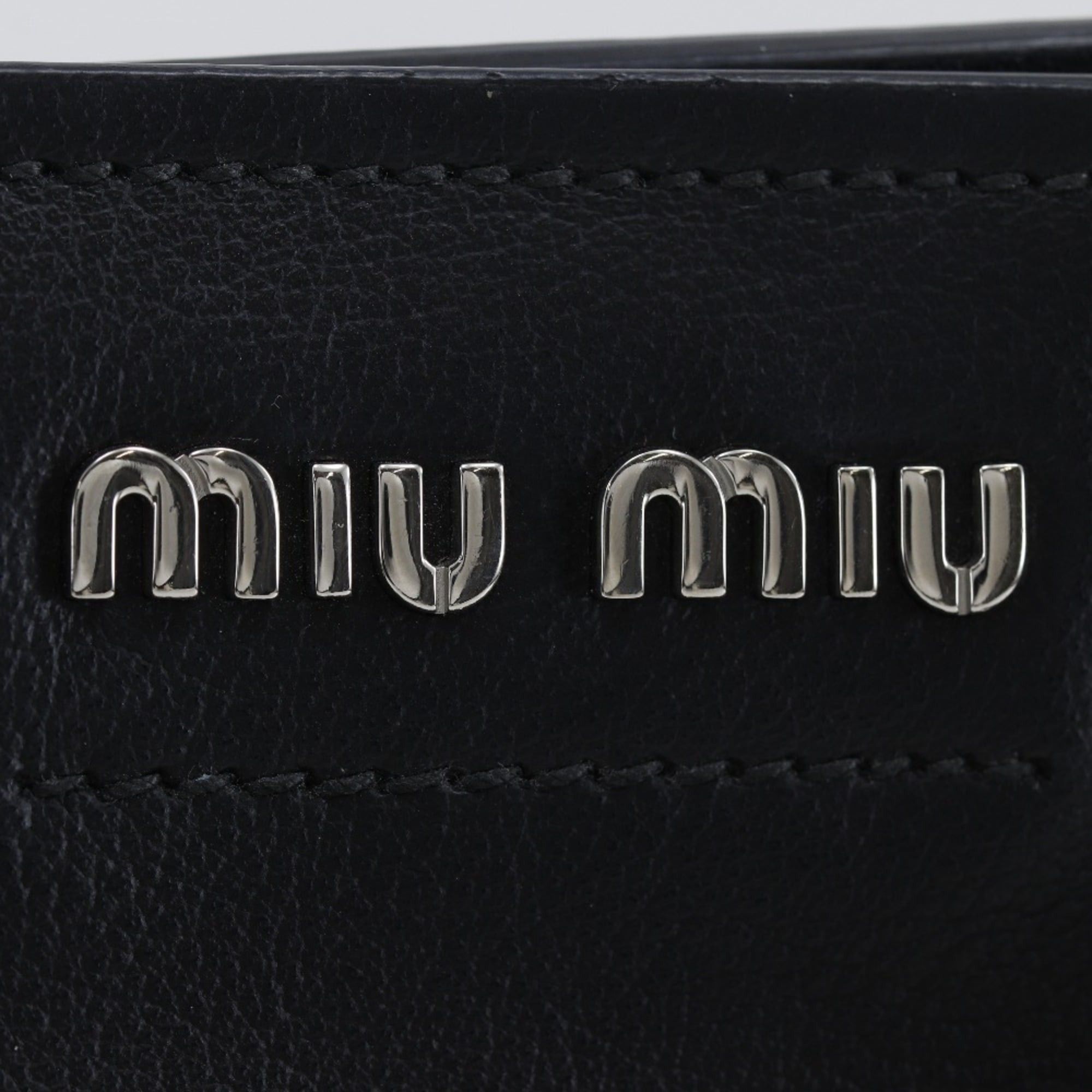 Miu Miu Miu Miu Miu Chain Tote Bag, Calfskin, Black, A4 Size, Women's Size ONE SIZE - 10 Thumbnail