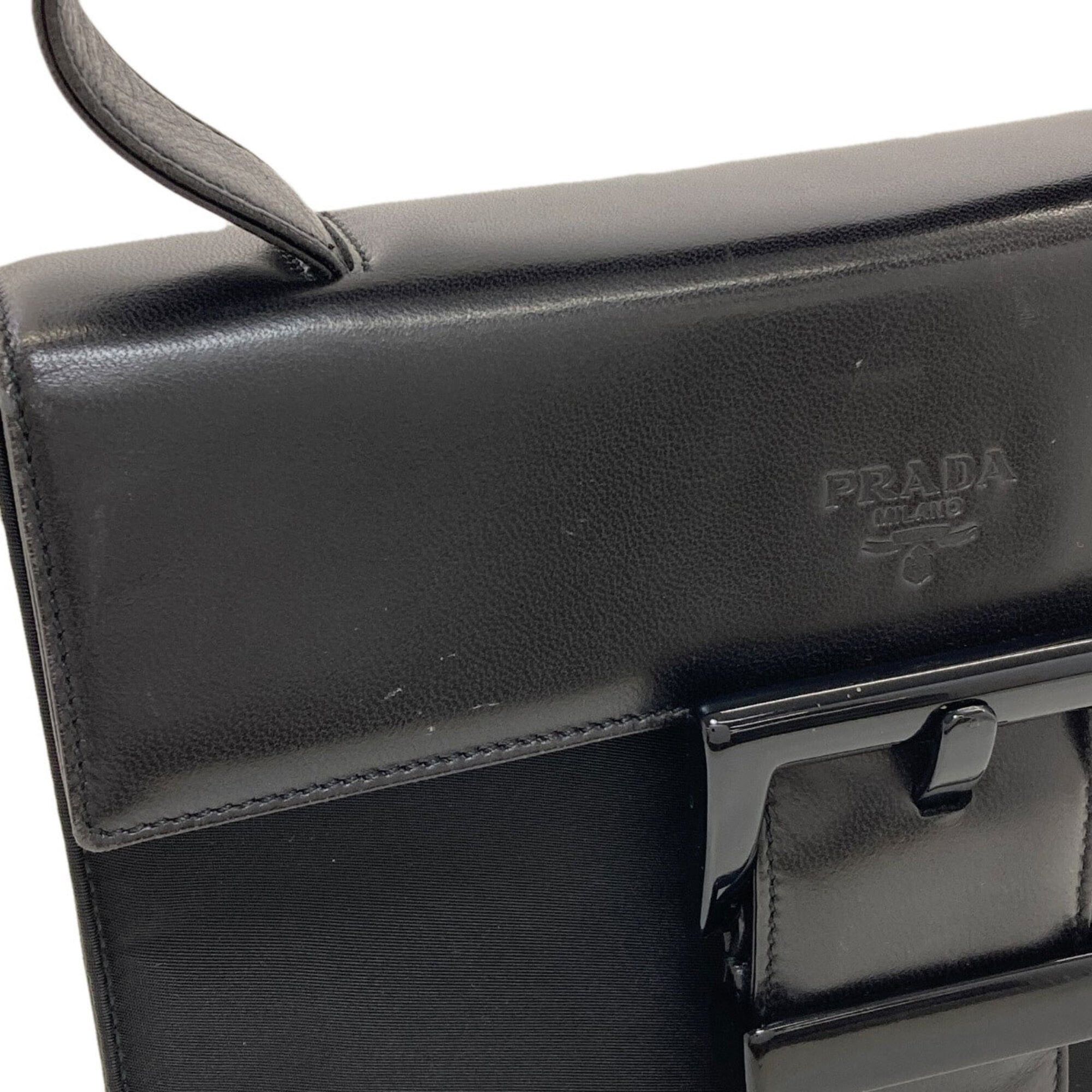 Prada Prada B7128 Belt Motif Handbag Nylon/Leather Women's PRADA Size ONE SIZE - 8 Thumbnail