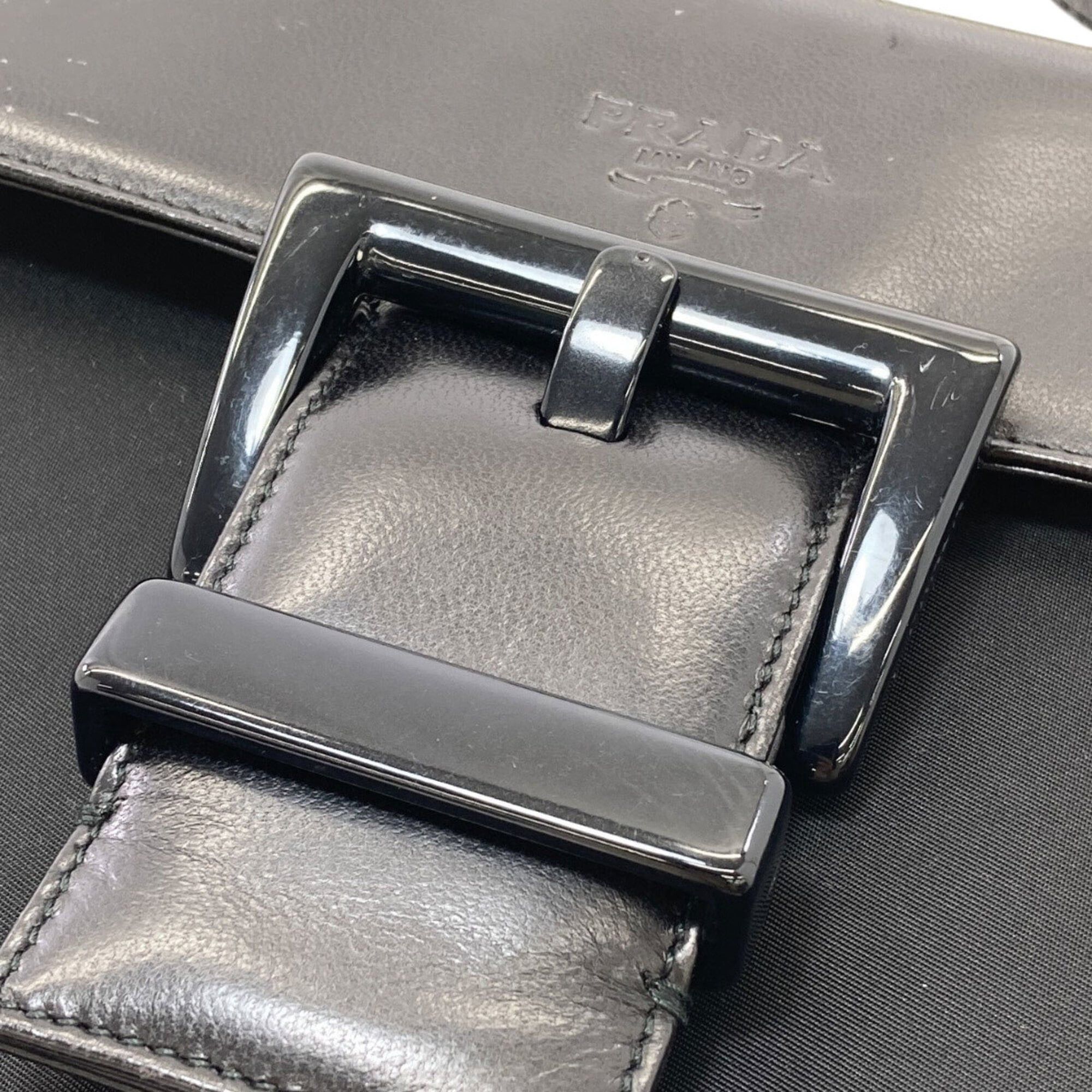 Prada Prada B7128 Belt Motif Handbag Nylon/Leather Women's PRADA Size ONE SIZE - 13 Thumbnail