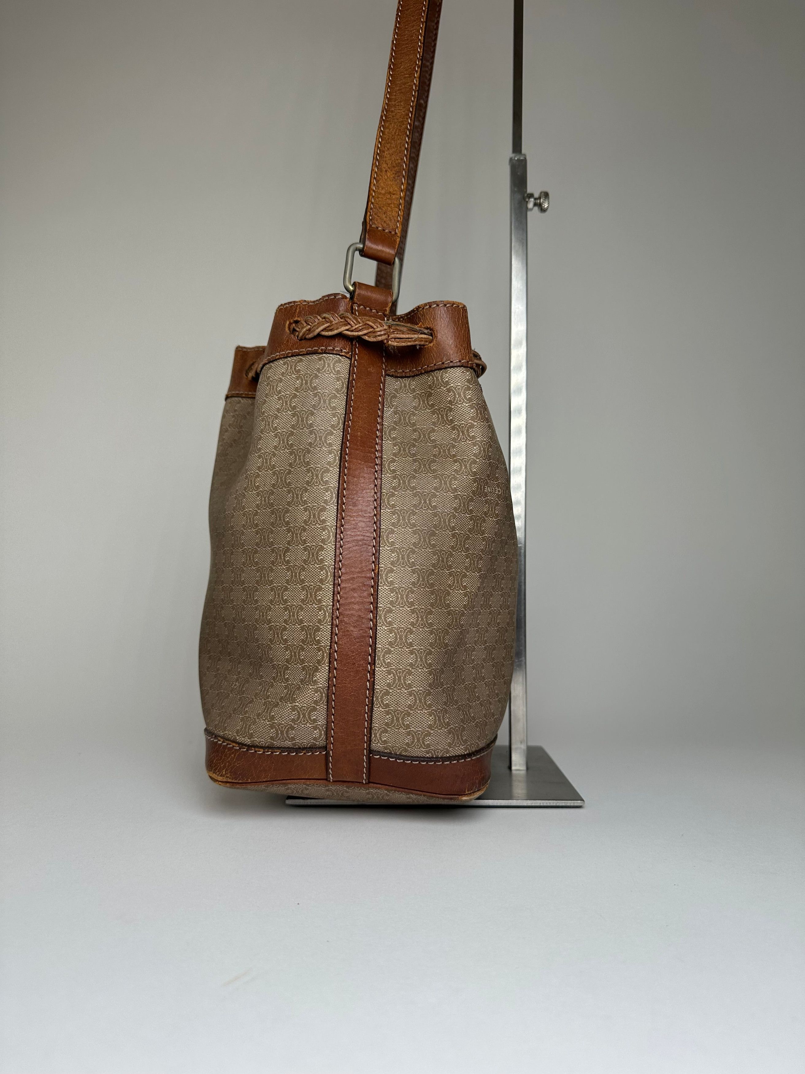Celine Vintage Macadam Bucket Bag Beige Canvas Size ONE SIZE - 6 Thumbnail