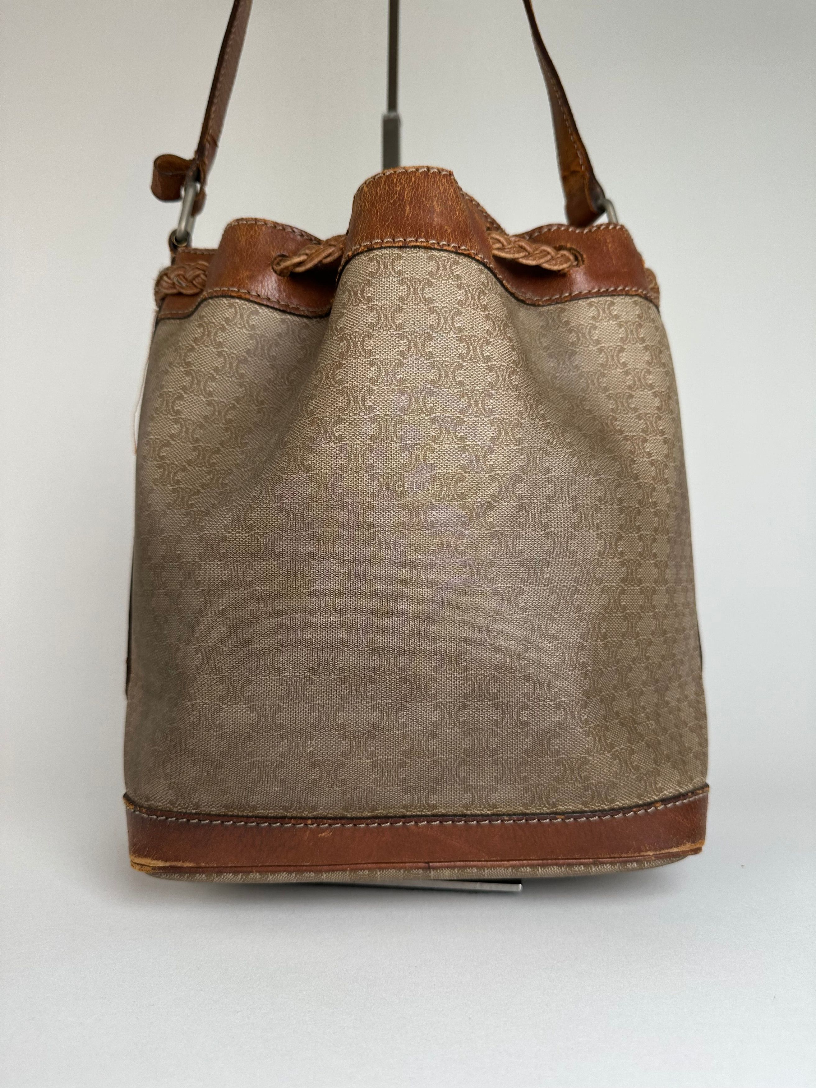 Celine Vintage Macadam Bucket Bag Beige Canvas Size ONE SIZE - 2 Thumbnail