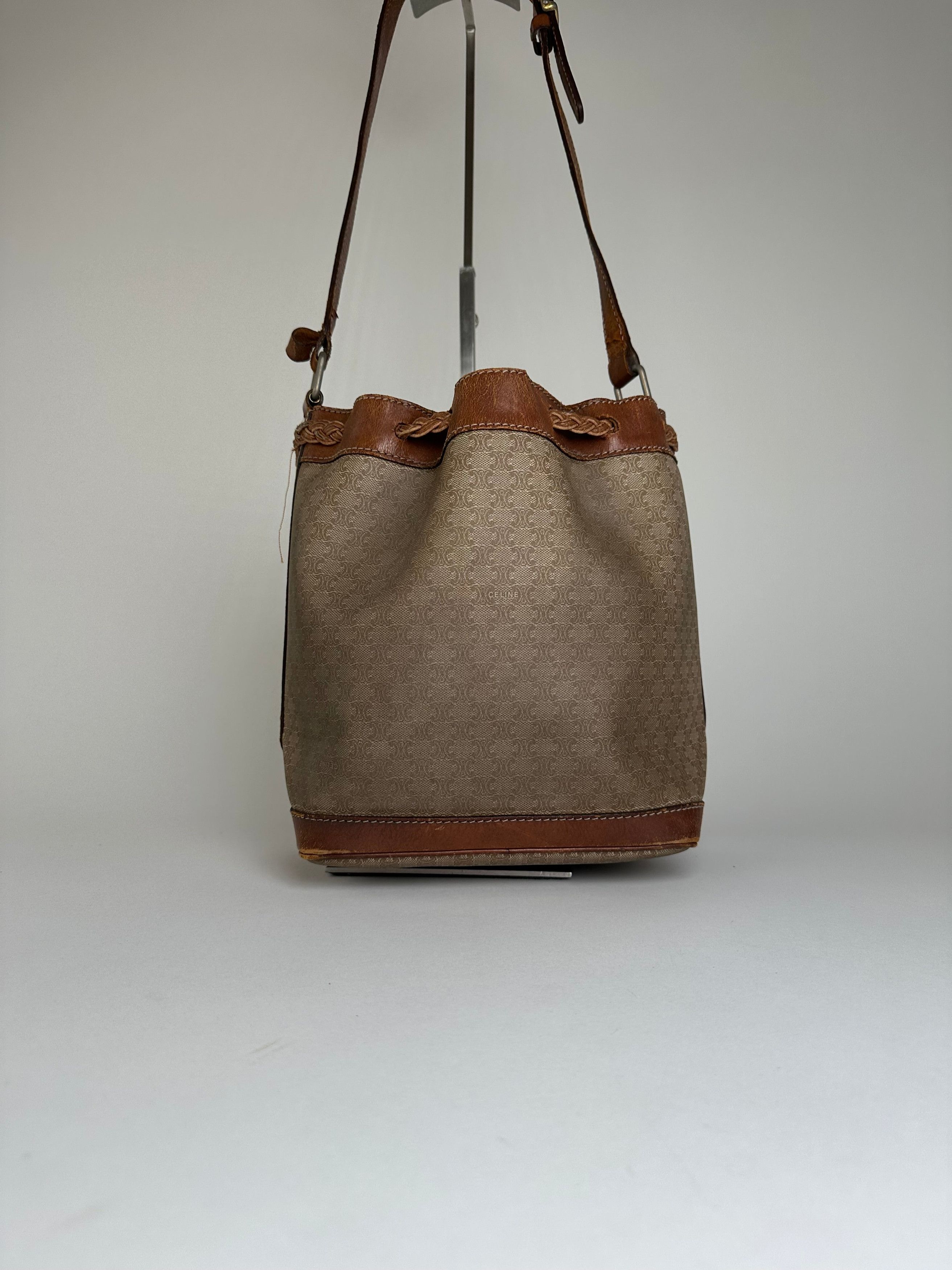 Celine Vintage Macadam Bucket Bag Beige Canvas Size ONE SIZE - 10 Thumbnail