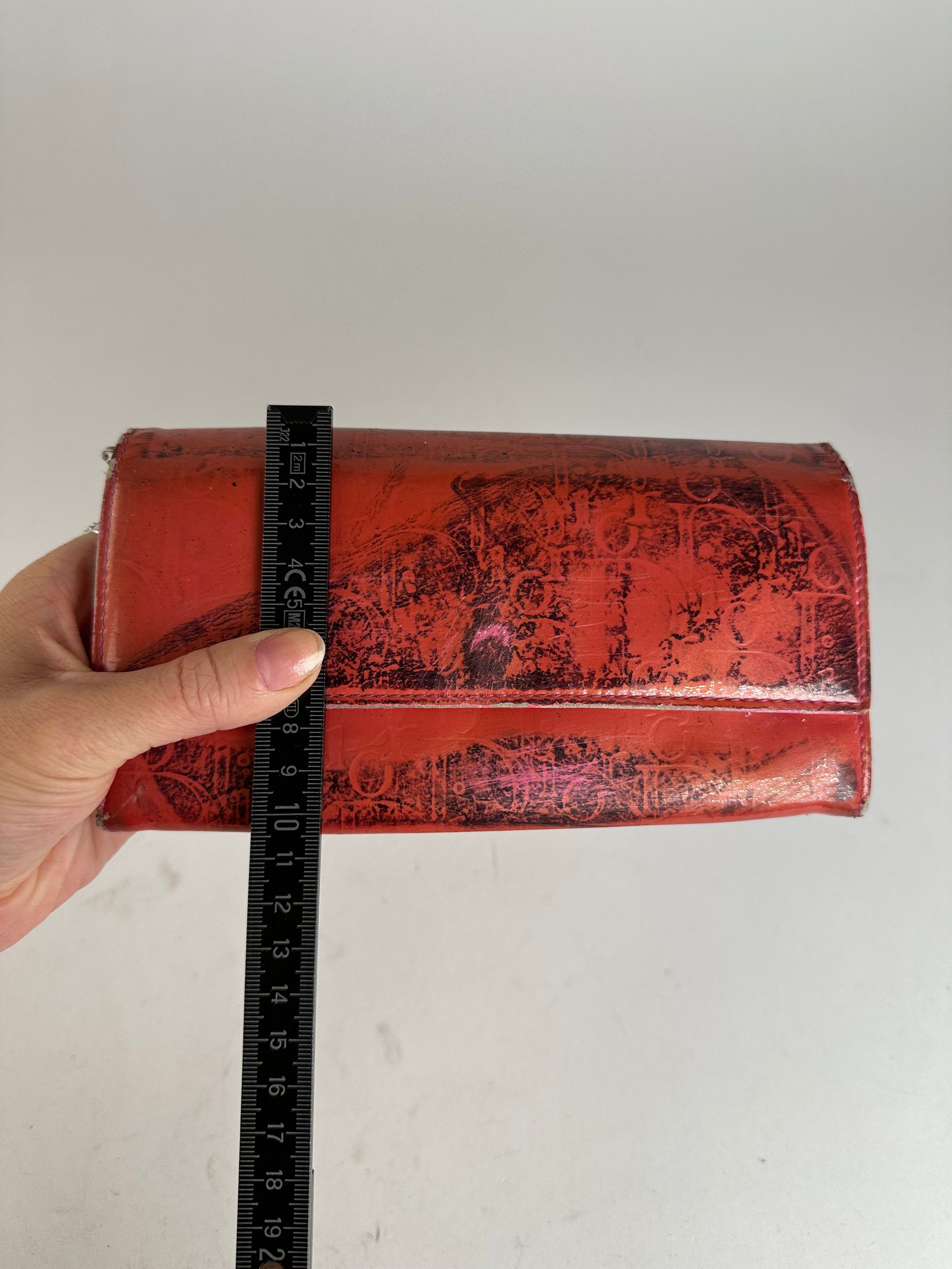 Dior Vintage issimo Monogram Patent Leather Mini Chain Bag Red Size ONE SIZE - 11 Thumbnail
