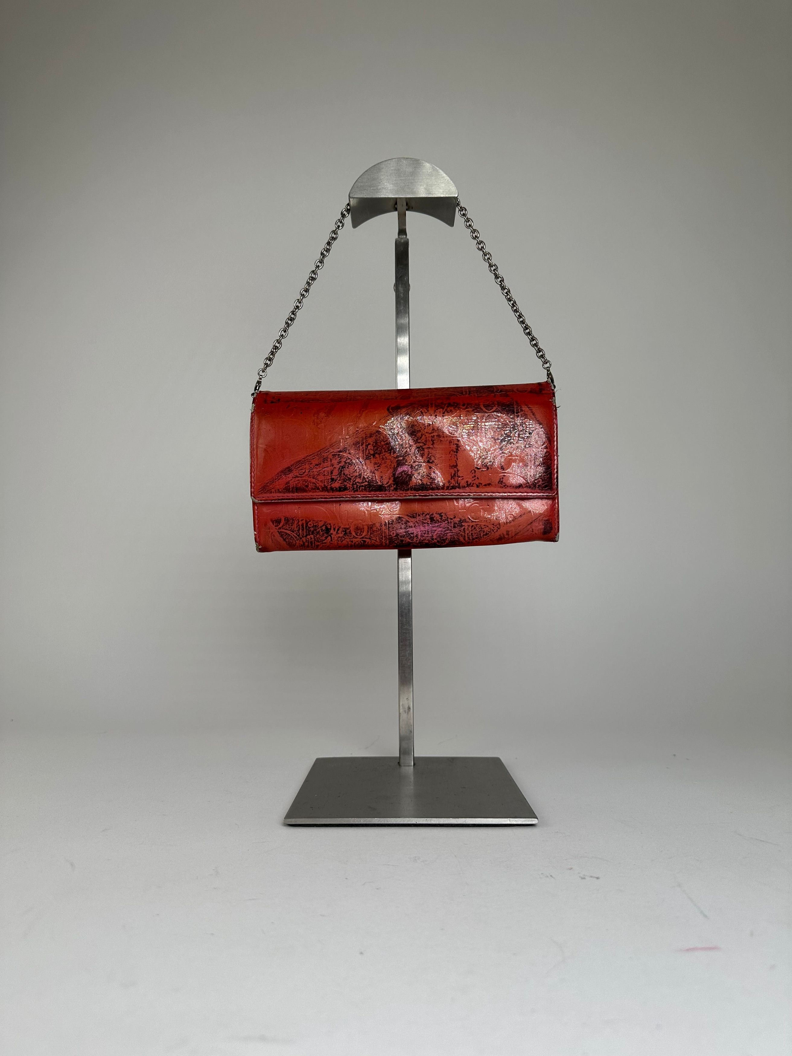 Dior Vintage issimo Monogram Patent Leather Mini Chain Bag Red Size ONE SIZE - 12 Thumbnail
