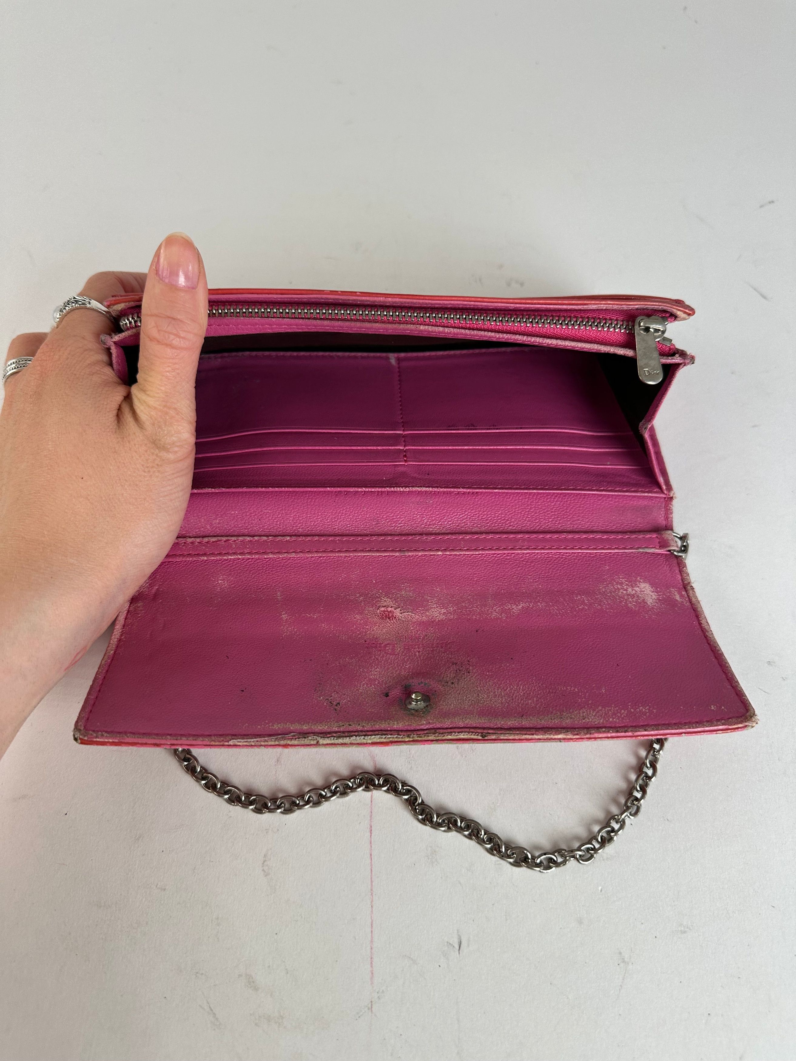 Dior Vintage issimo Monogram Patent Leather Mini Chain Bag Red Size ONE SIZE - 7 Thumbnail